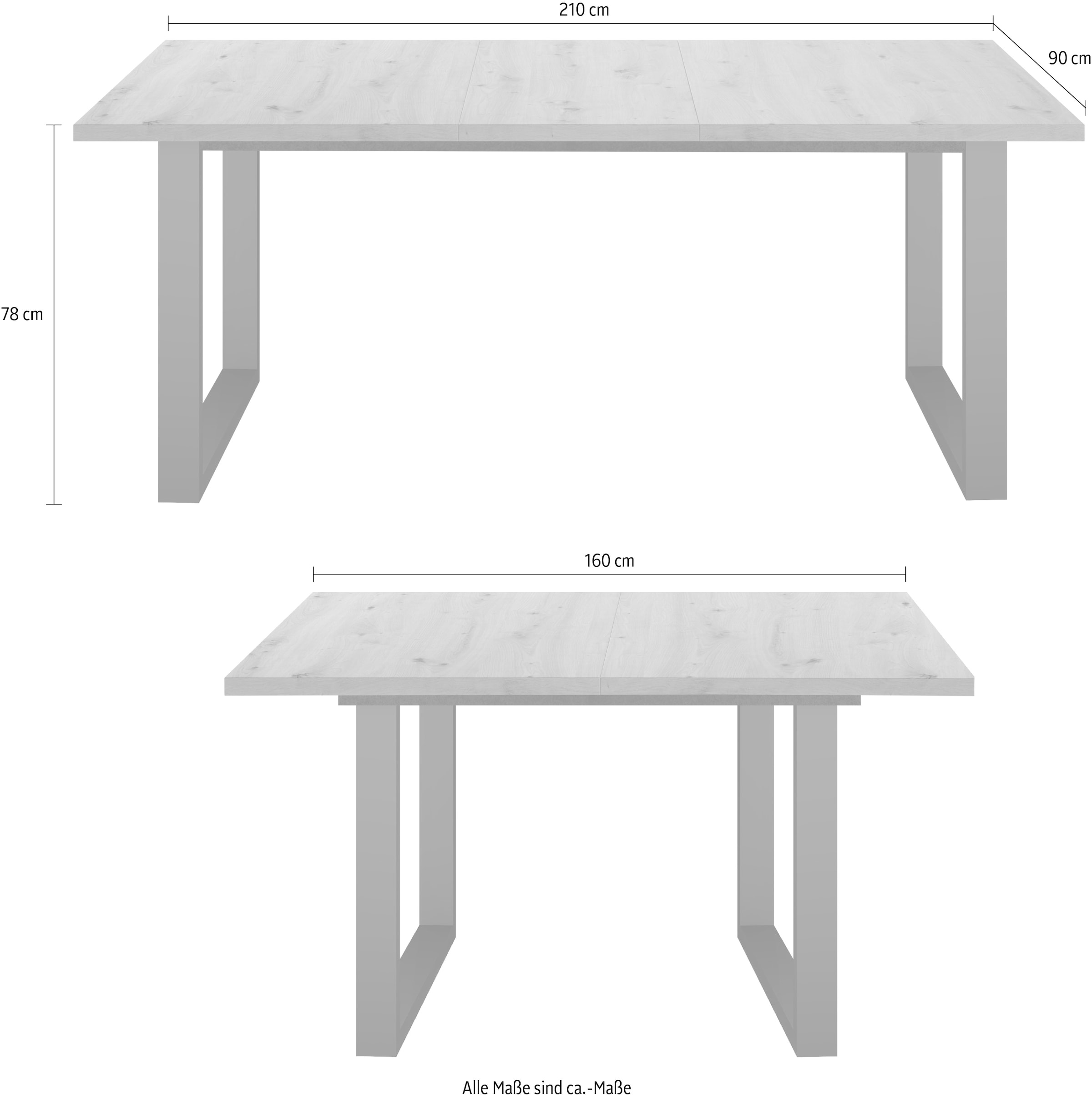 Mäusbacher Esstisch »Lino« Metallgestell in U-Form, ausziehbar 160 auf 210 cm