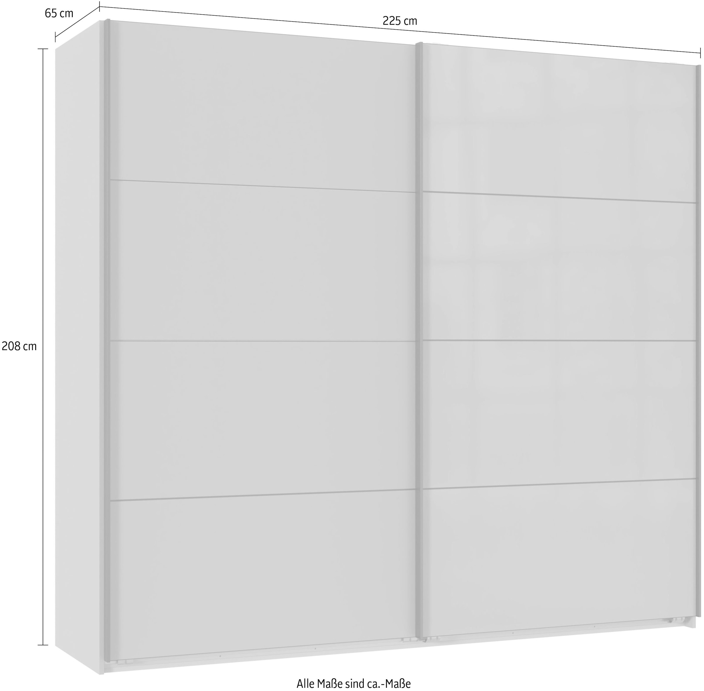 Wimex Kleiderschrank »Tilburg, Metallgriffe, Made in Germany«, (Breite 270cm wahlweise mit 2 oder 3 Türen), mit Schwebetüren, jeweils 1 Glaselement, 180, 225 oder 270cm breit