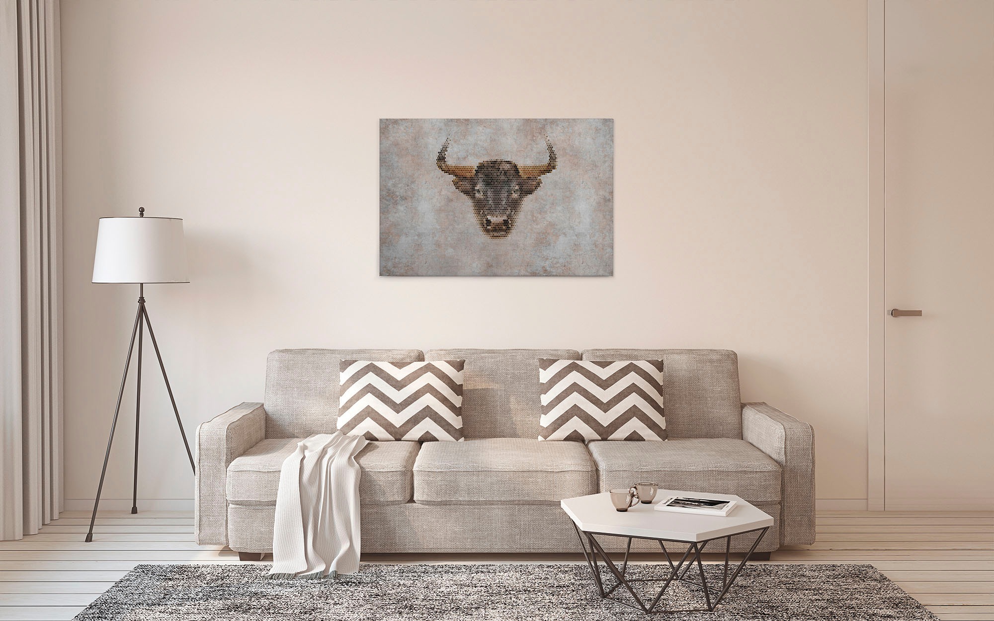A.S. Création Leinwandbild »big three«, Kunst-Tiere-Kinder, (1 St.), Keilrahmen Bild Betonoptik Tiere Leinwand-Bild Wohnzimmer modern Wand