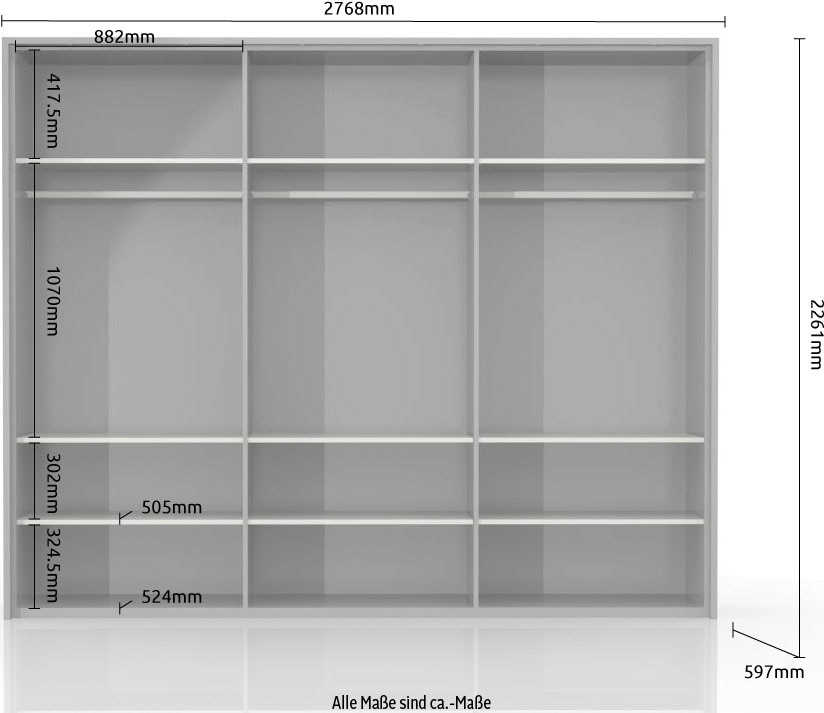 Places of Style Kleiderschrank »Piano, inklusive Rahmen und Beleuchtung, soft-close-Funktion«, (viele Breiten zur Auswahl, 226cm hoch), beige oder weiß, UV lackiert, Hochglanzfronten, FSC-zertifiziert