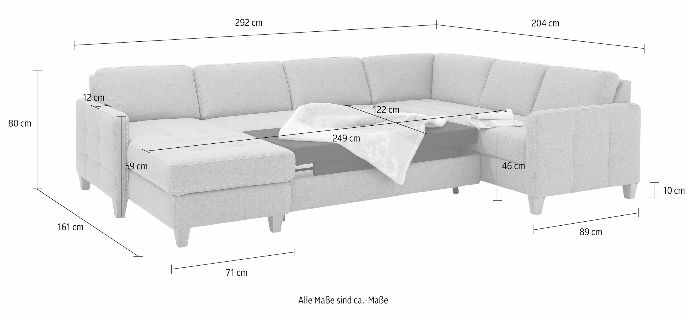 Home affaire Wohnlandschaft »Earl U-Form«, wahlweise auch mit Bettfunktion oder Bettfunktion mit Bettkasten