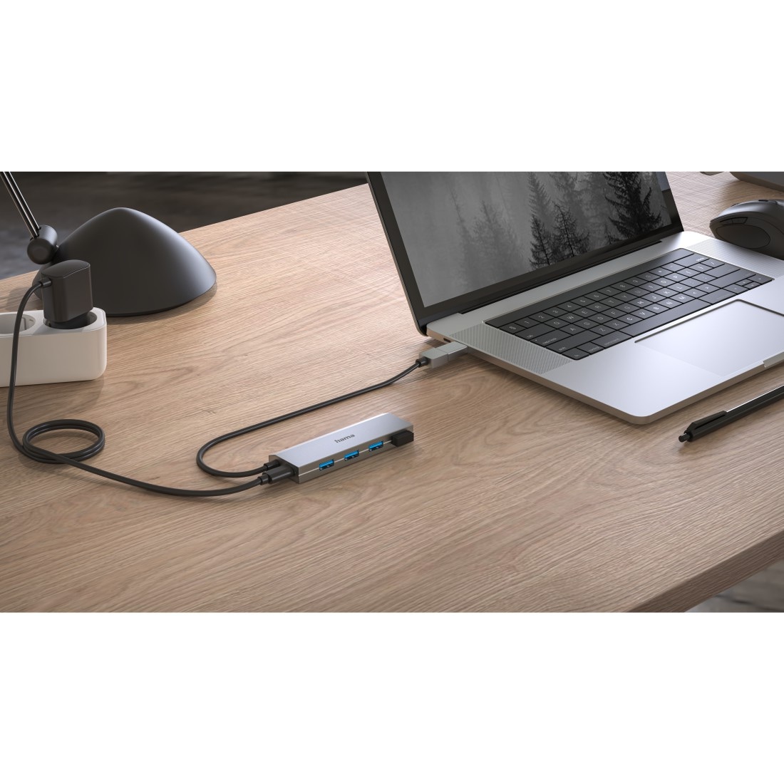 Hama USB-Adapter »USB Hub mit Netzteil und Adapter grau, 4 Ports mit USB C und USB Typ A«, USB Typ A-USB Typ C zu USB Typ A, 100 cm