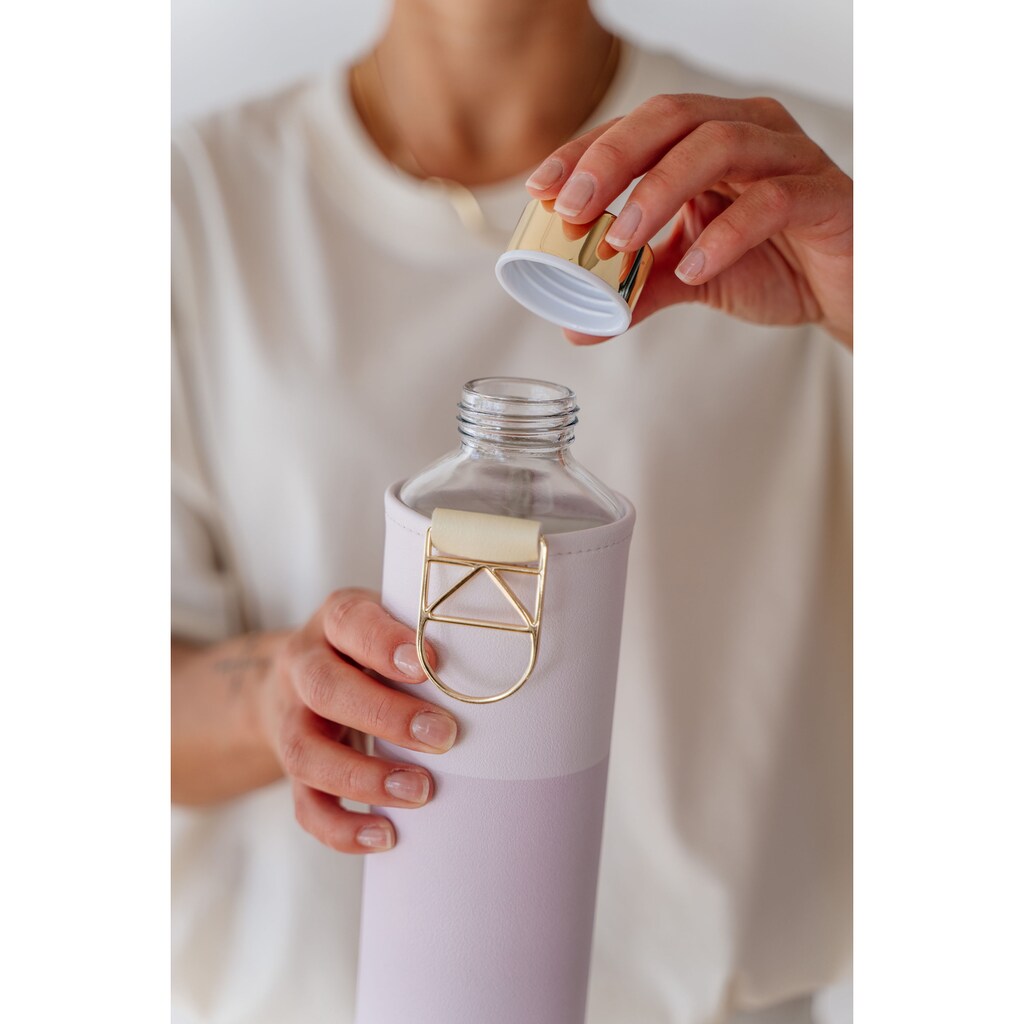 equa Trinkflasche »Mismatch Lila«, Borosilikatglas mit Kunstlederhülle, 750 ml