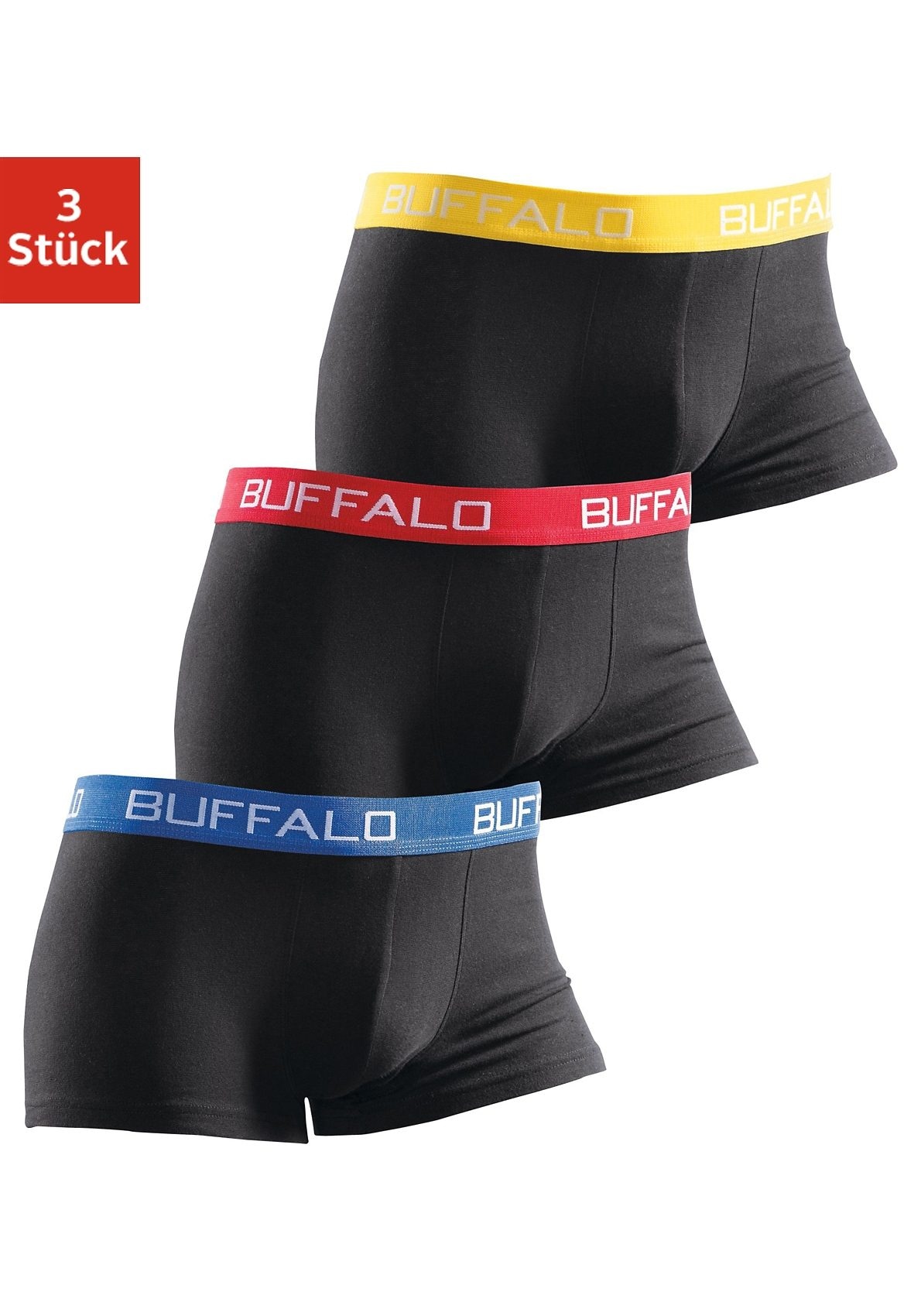 Buffalo Boxer, (Packung, 3 St.), für Jungen mit kontrastfarbenem Bündchen
