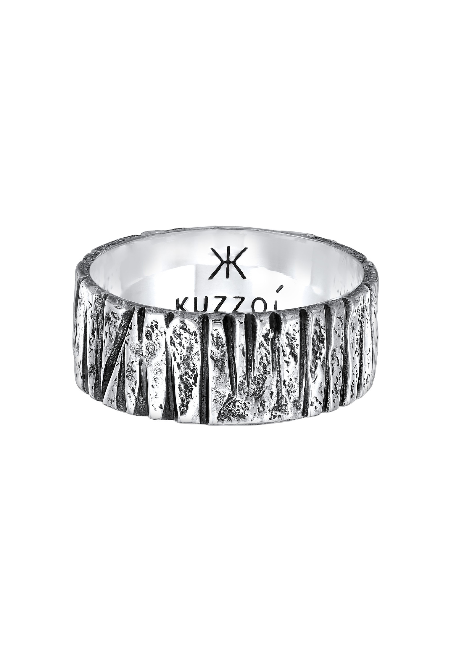 Kuzzoi Silberring »Bandring Breit Struktur Gehämmert 925 Silber«