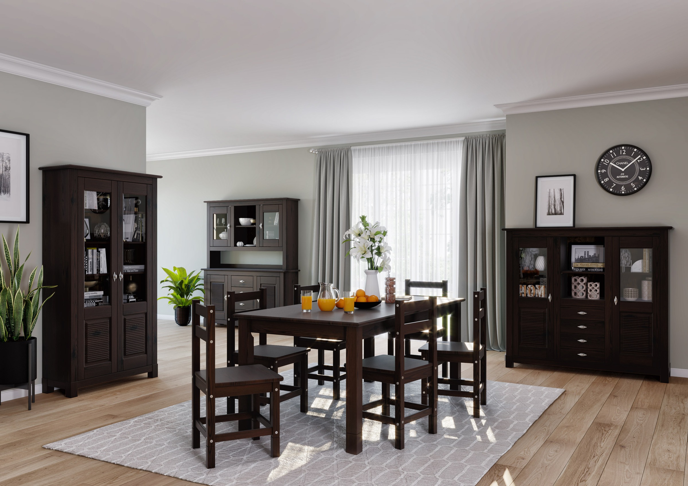 Home affaire Buffet »Rauna«, Highboard, massive Kiefer, Türen mit Glaseinsä günstig online kaufen