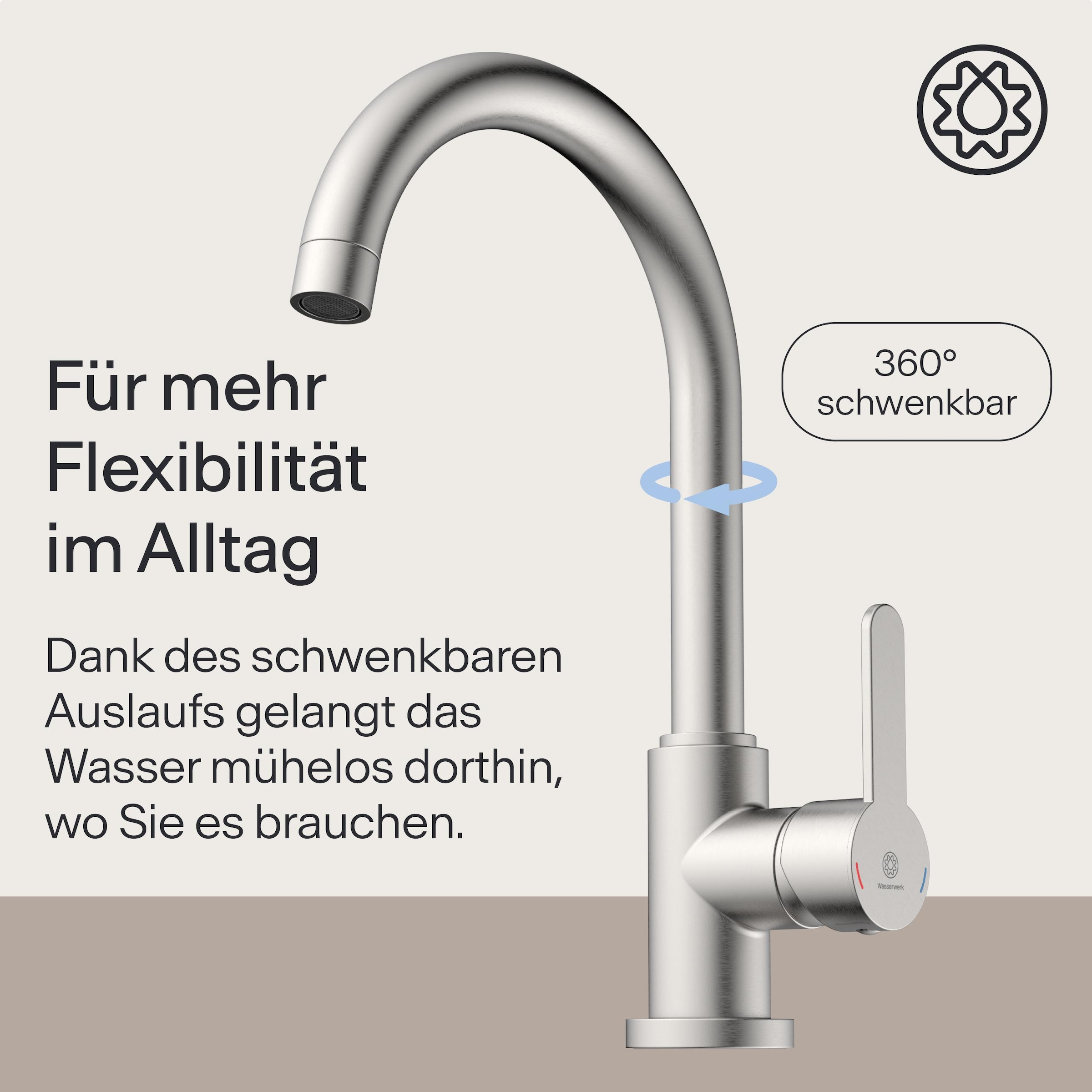 WASSERWERK Spültischarmatur »WK 5, Wasserhahn, Küche, Einhebelmischer«