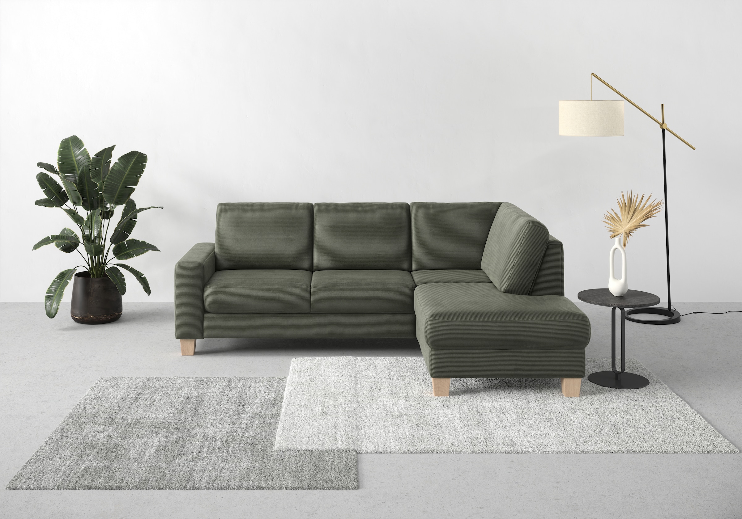 Home affaire Ecksofa »Summer L-Form«, mit Ottomane, wahlweise mit Bettfunktion und Bettkasten, Cord-Bezug