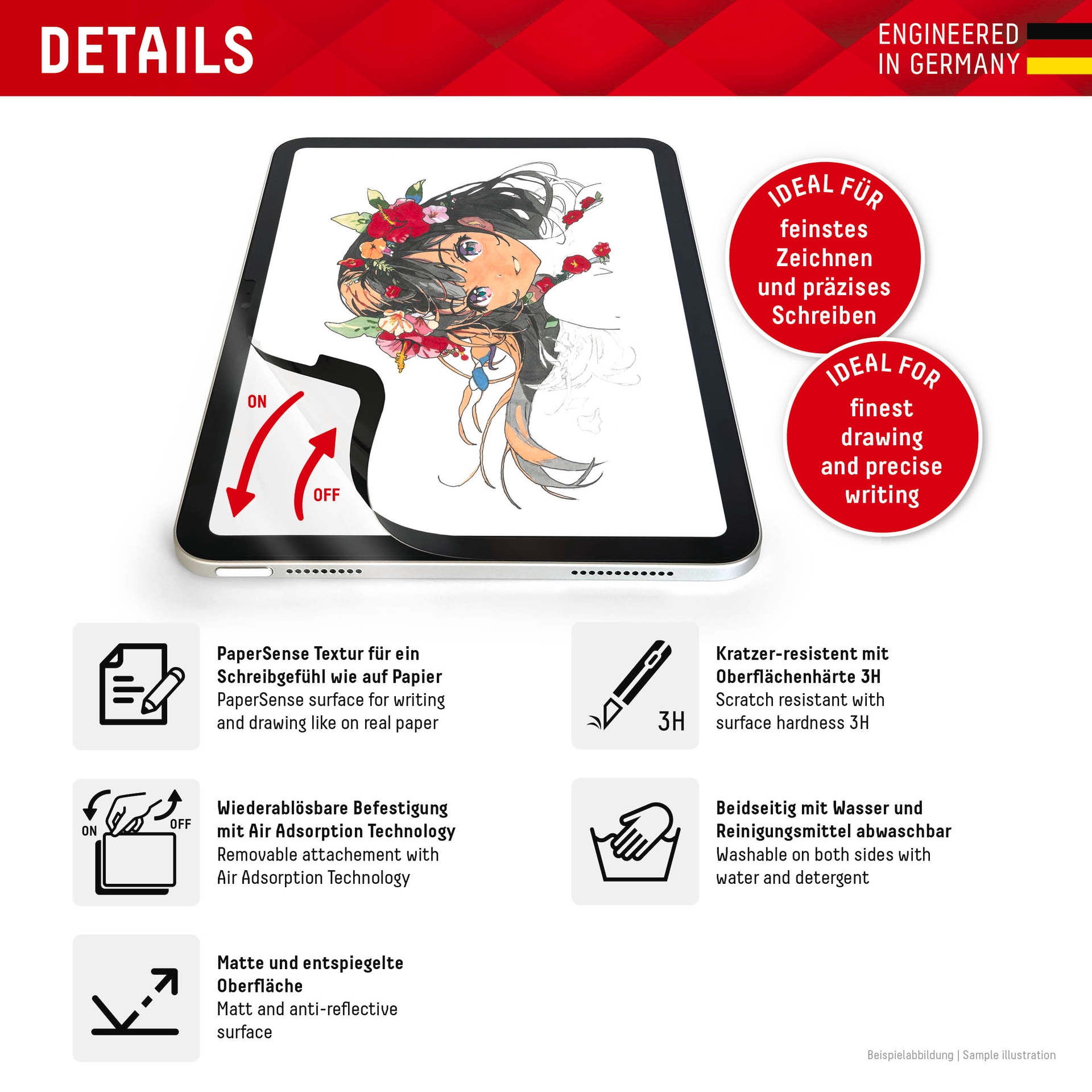 Displex Displayschutzfolie »Tablet PaperSense«, für Apple iPad Pro 11 (1./2./3./4. Gen.)-Apple iPad Air (4./5. Gen.), Schreiben wie auf Papier