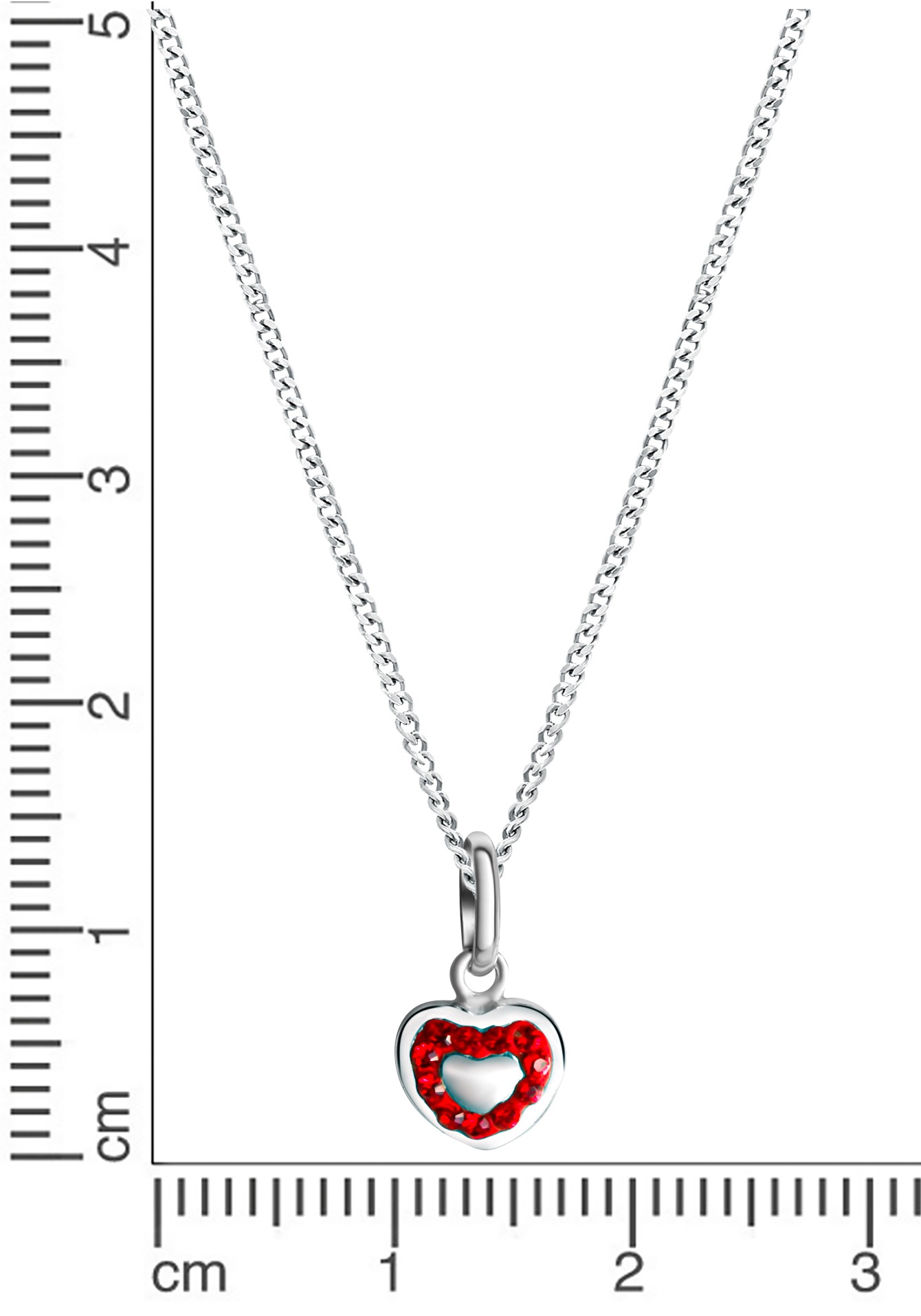 Firetti Kette mit Anhänger »Schmuck Geschenk Silber 925 Halsschmuck Halskette Panzerkette Herz«, mit Kristallstein