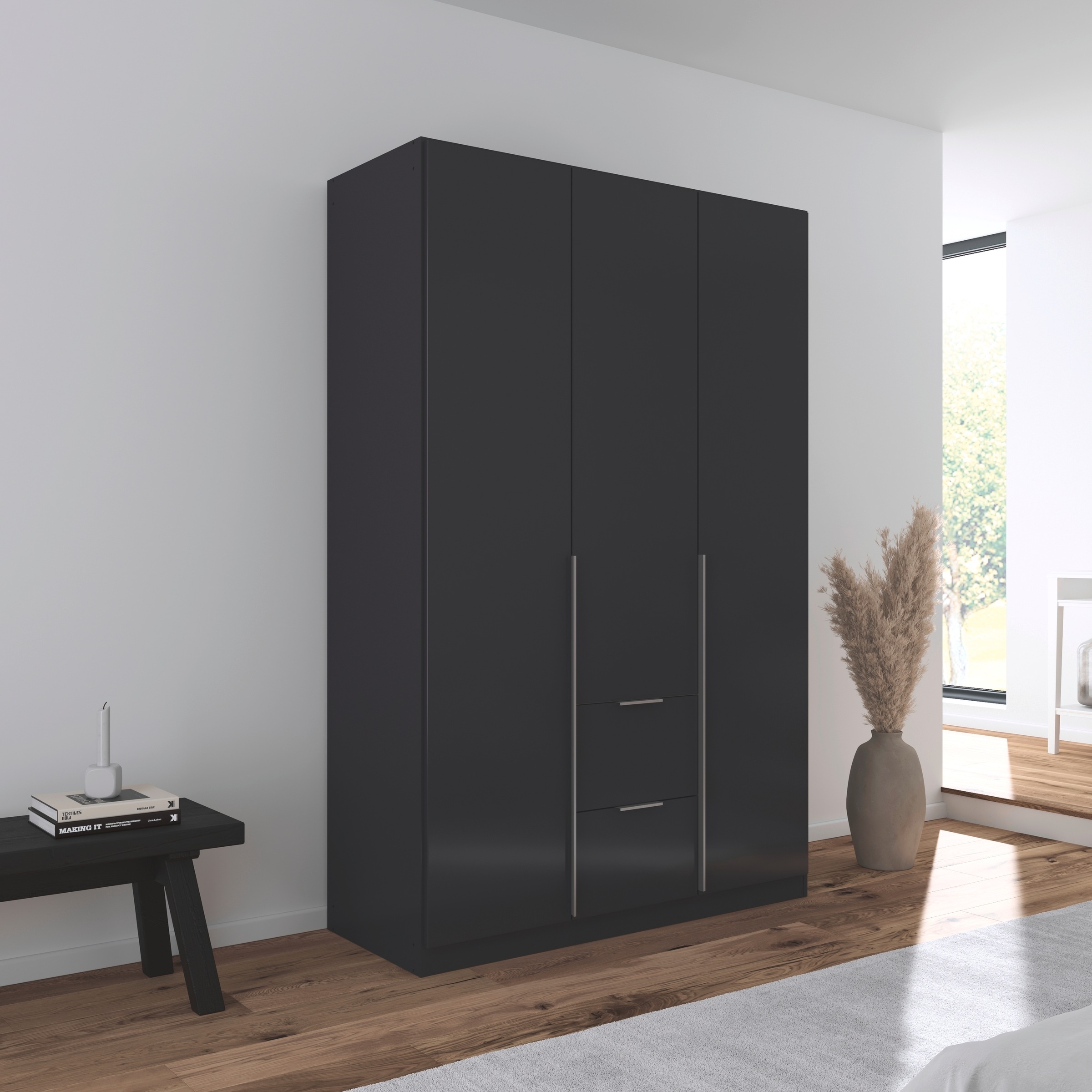 rauch Drehtürenschrank »Kleiderschrank Schrank Garderobe AGORDO mit Dekor- oder Hochglanzfront«, (in zwei Griff-Farben mit Dekor- oder Hochglanzfront), mit Außenschubkästen, in 6 Breiten und 2 Höhen MADE IN GERMANY