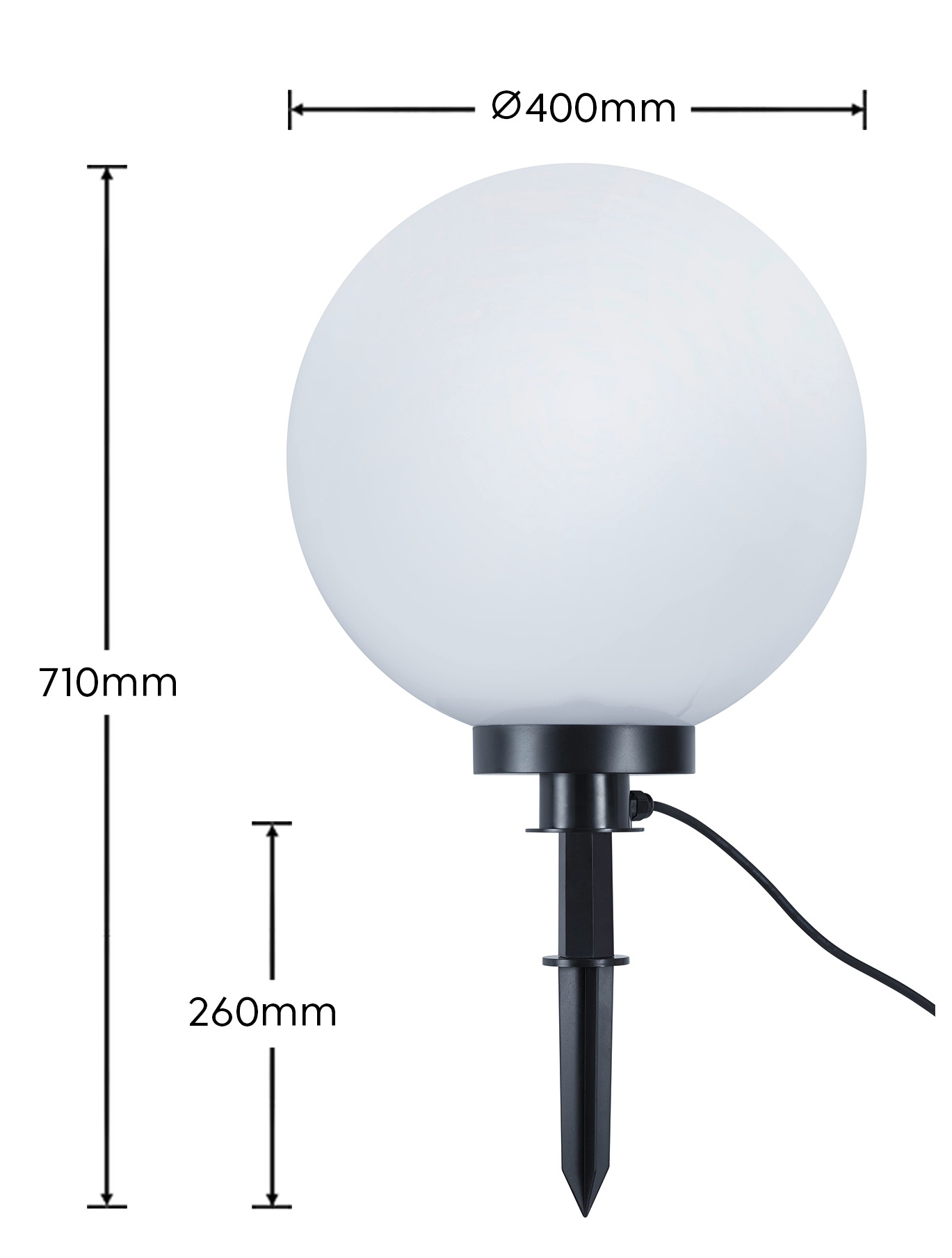 REALITY Leuchten Gartenleuchte »BOLO, Kugelleuchte Garten Outdoor Aussenleuchte, IP44 Schutz«, 1 flammig, Leuchtmittel E27 | Leuchtmittel wechselbar, exkl. 1xE27 max 23W, inkl. Erdspieß, Anschlusskabel mit Stecker