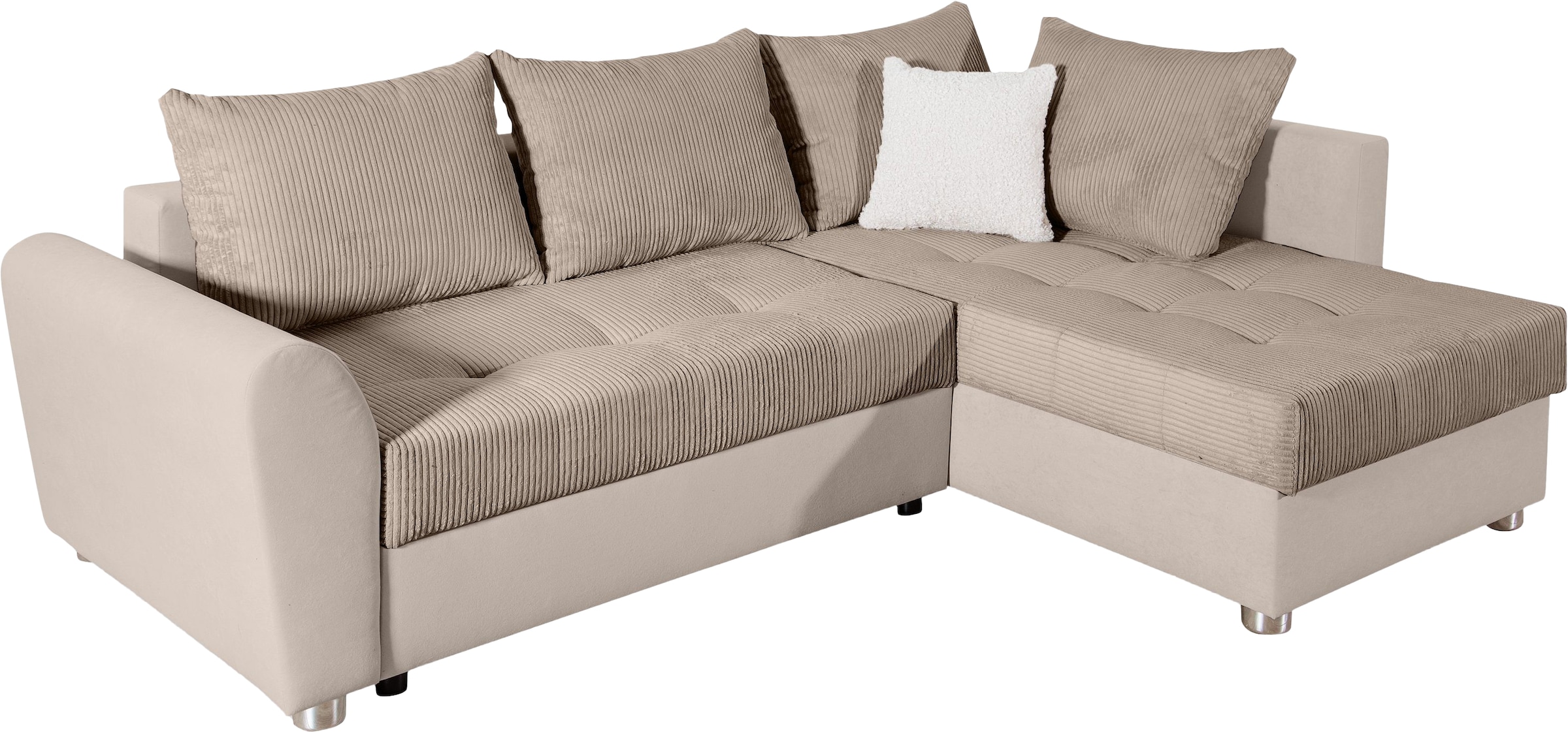 COLLECTION AB Ecksofa »JANA«, Ecksofa,Bettfunktion,Bettkasten,Bonnelfederkern,Rückenkissen