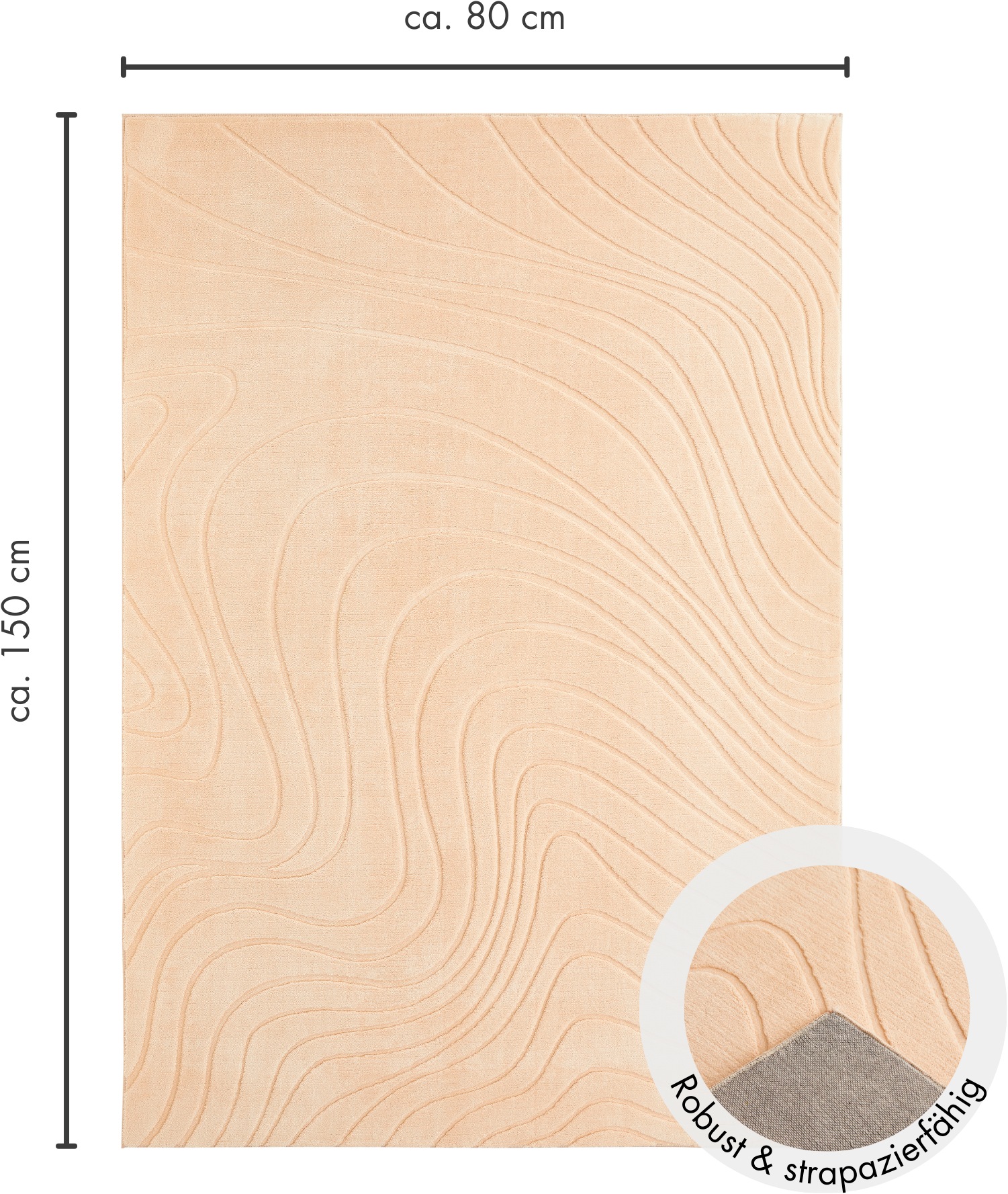 Andiamo Teppich »Dale«, rechteckig, 10 mm Höhe, Uni Farben, Hoch-Tief-Struktur, Carving-Effekt, Wohnzimmer