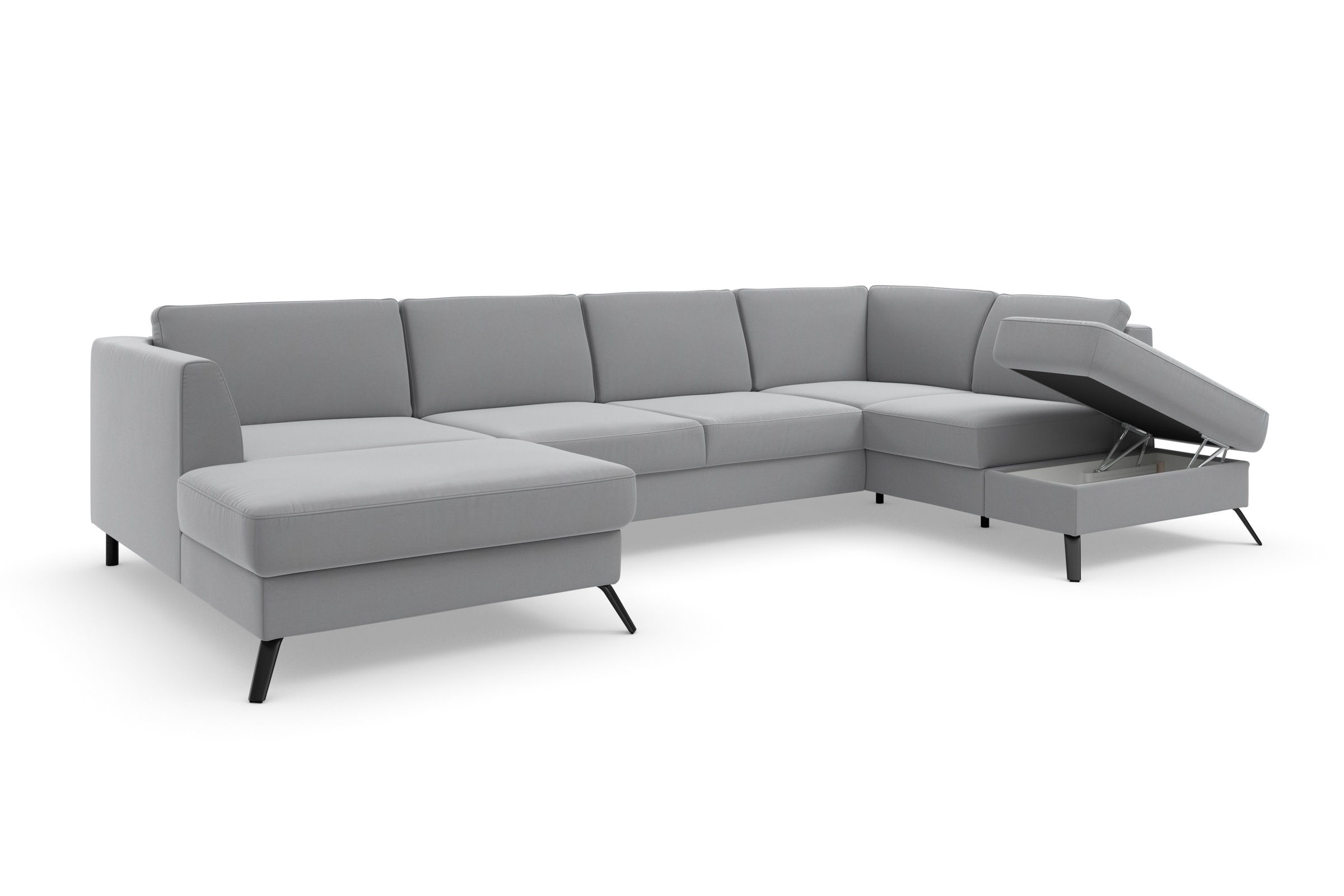 sit&more Wohnlandschaft »Olsen U-Form«, inklusive Sitztiefenverstellung, wahlweise mit Bettfunktion, 15cm hoch