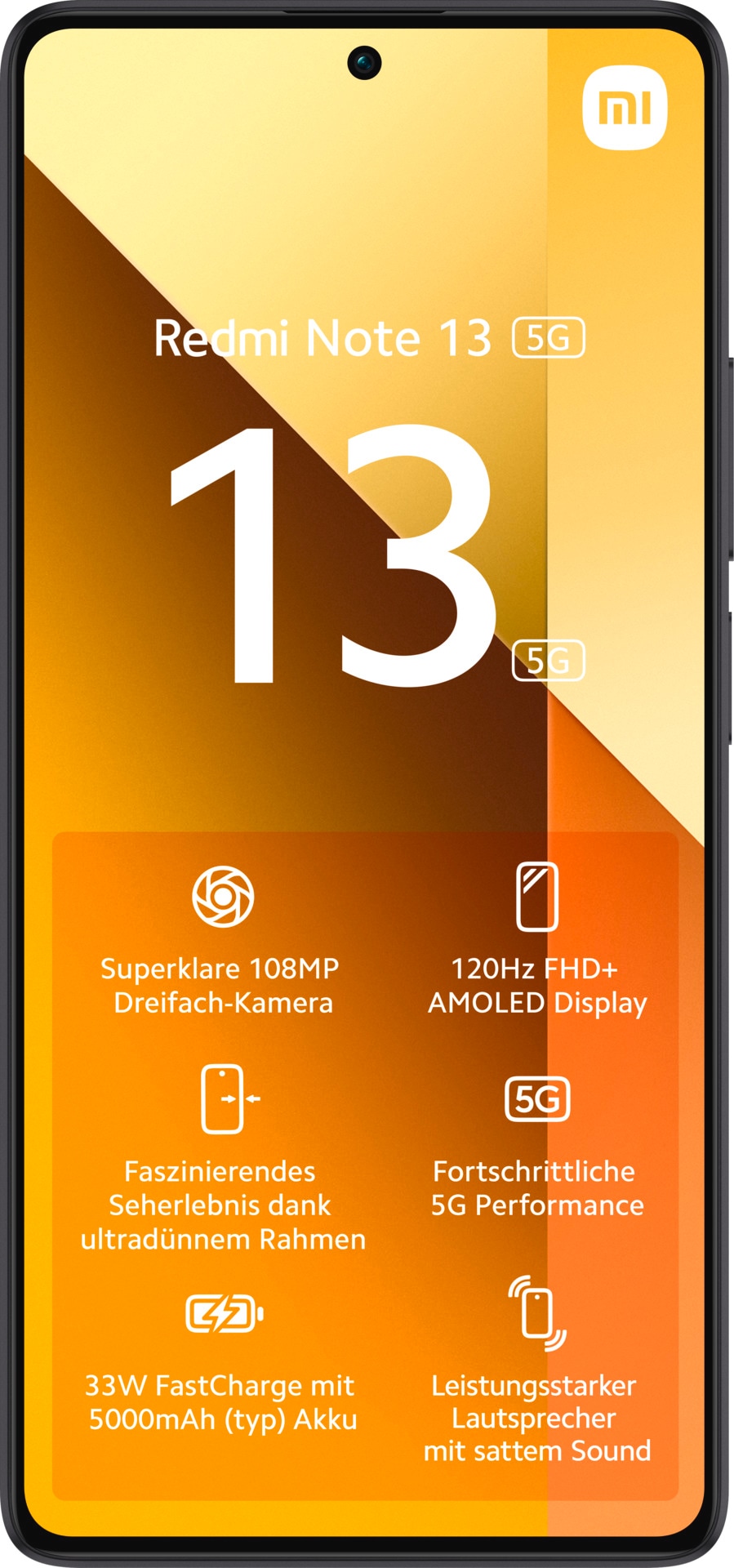 Xiaomi Smartphone »Redmi Note 13 5G 8GB+256GB«, Schwarz, 16,94 cm/6,67 Zoll, 256 GB Speicherplatz, 108 MP Kamera, 108+8+2 MP Triple Hauptkamera und 16 MP Frontkamera