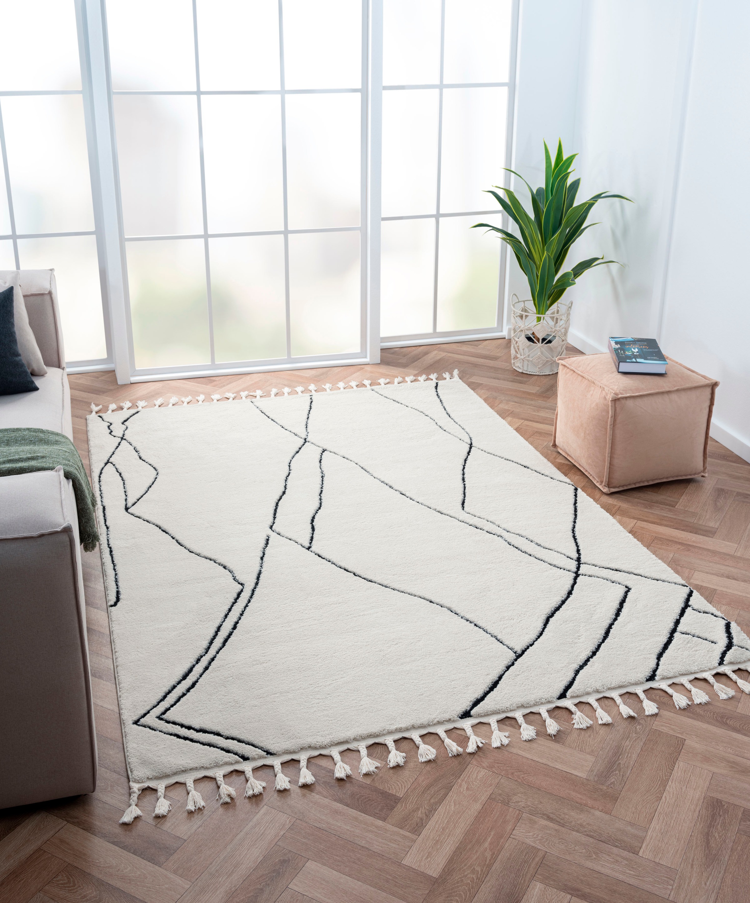 Myflair Möbel & Accessoires Hochflor-Teppich »Moroccan Drawline Lagerräumung«, rechteckig, 24 mm Höhe, modern, marokkanisches Design, flauschig weich durch Hochflor