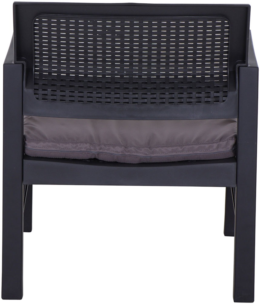 Progarden Balkonset »Kraka« Set, 3 tlg. anthrazit, inkl. Kissen, Outdoor Kunststoff-Lounge-Set