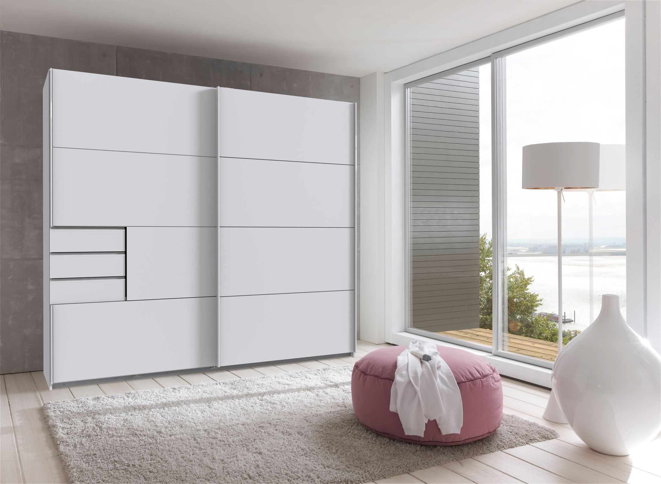 Wimex Schwebetürenschrank »Saigon, mit kompletter Innenausstattung, Made in Germany«, Kleiderschrank 2-türig, 225cm breit, mit 3 praktischen Außenschubladen