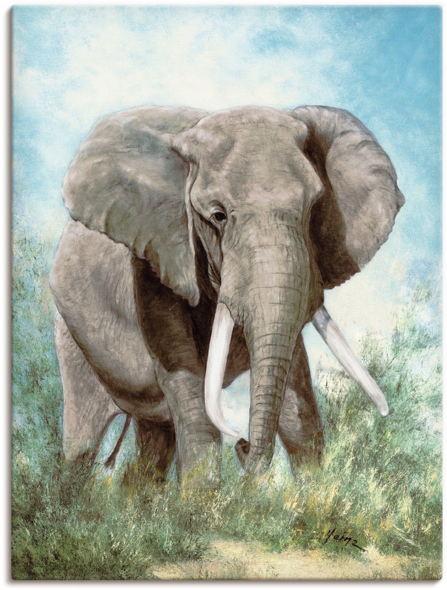 Artland Leinwandbild »Elefant« Wildtiere 1 Stk. tlg. auf Keilrahmen gespann günstig online kaufen