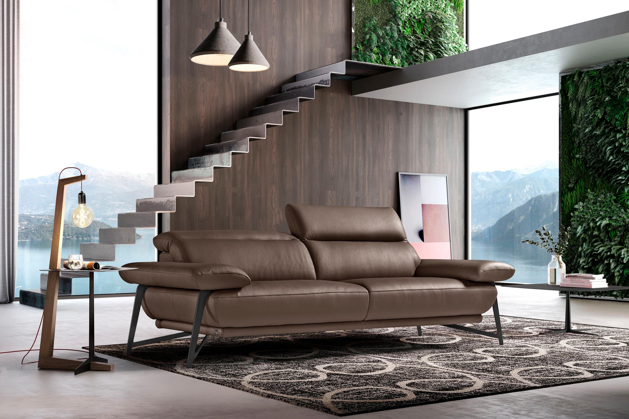 Egoitaliano Polstergarnitur »Anais, Design mit hohem Sitzkomfort für mehr Bequemlichkeit«, Set: bestehend aus Sofa und Ottomane, inkl. Kopfteilverstellung