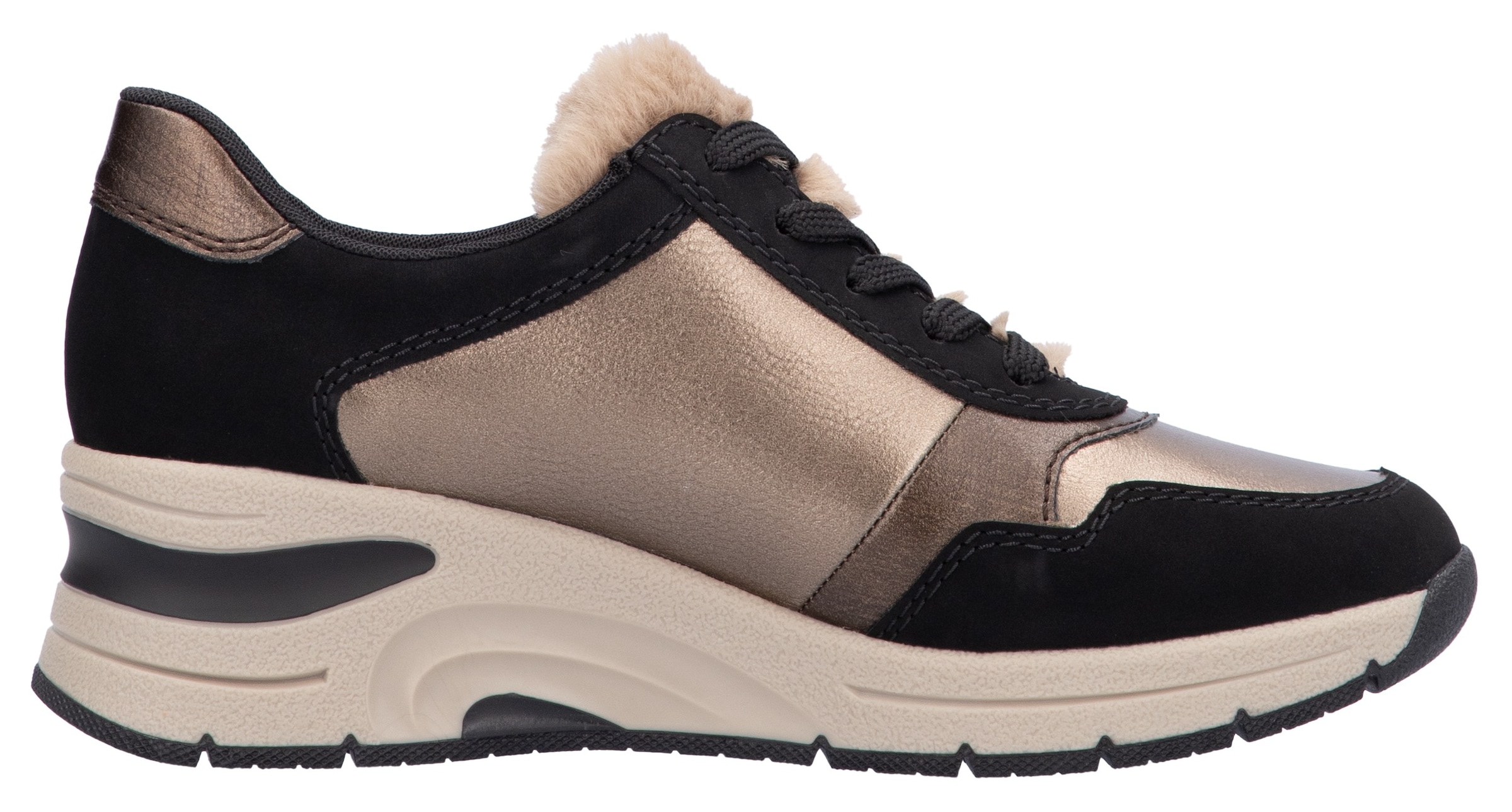 Rieker Keilsneaker, Freizeitschuh, Schnürschuh mit Schaftrandpolsterung, schmale Form