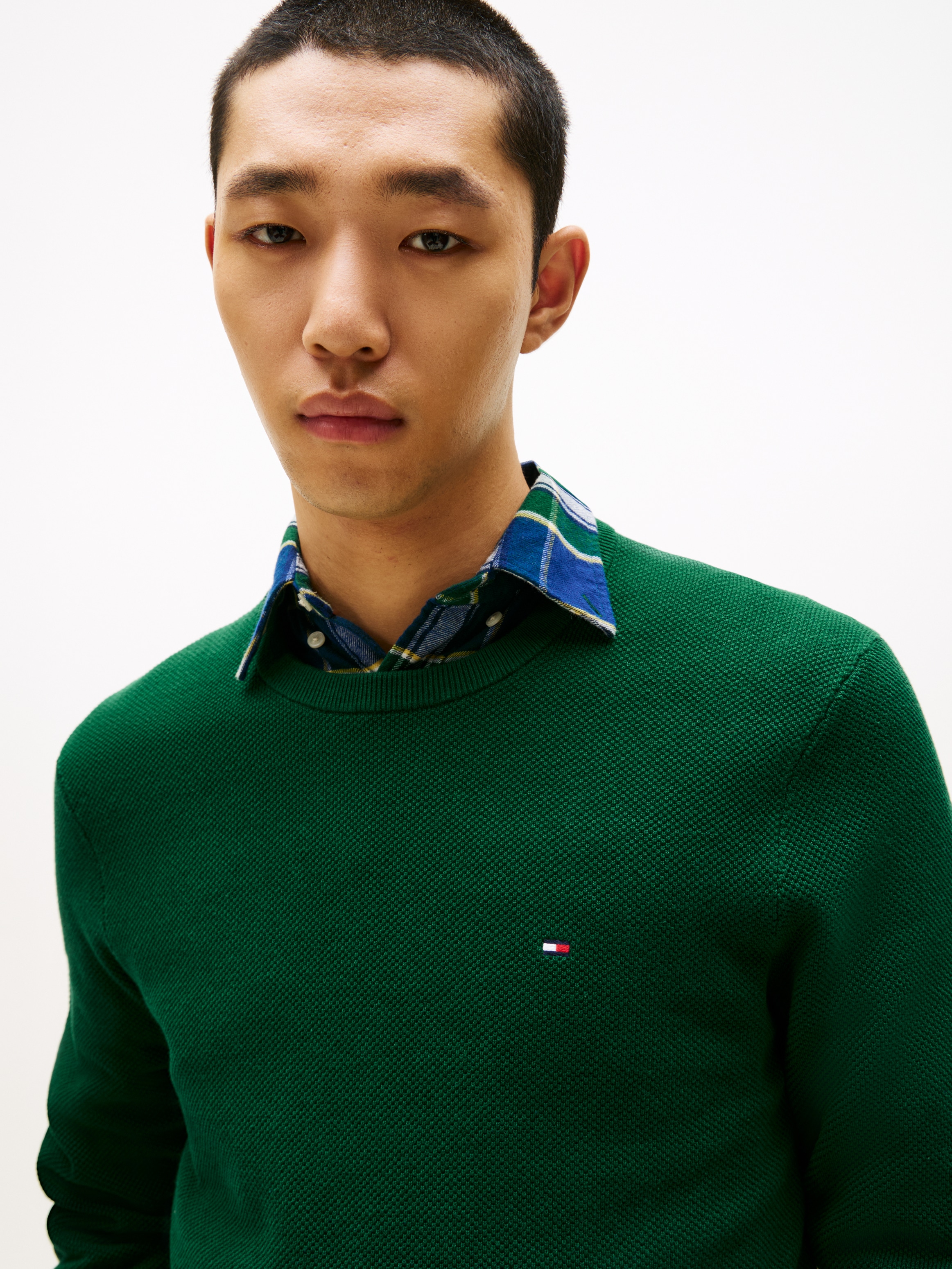 Tommy Hilfiger Rundhalspullover »ESSENTIAL STRUCTURE CREW NECK mit Struktur und Label« unifarben, casual, regular fit, Baumwolle, Rundhals