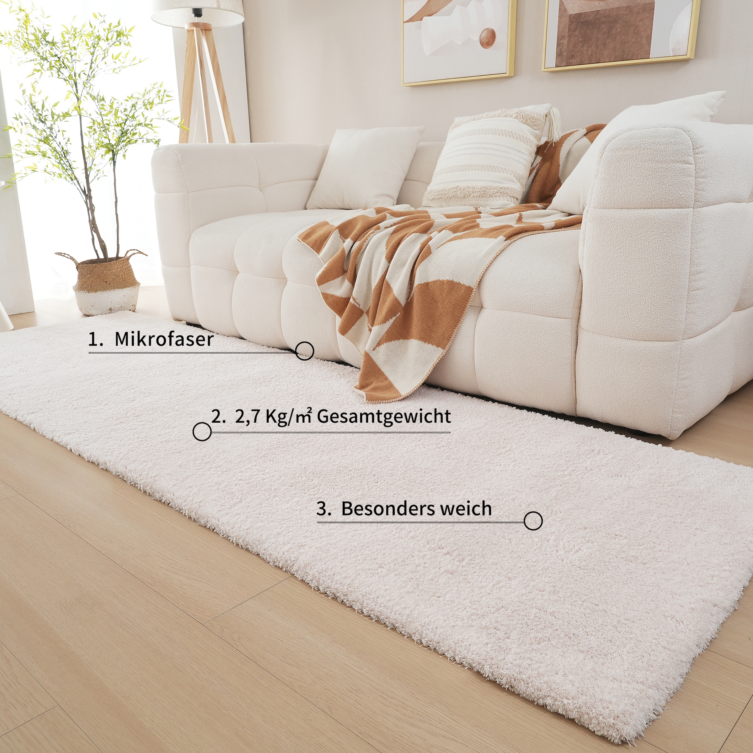 my home Hochflor-Läufer »Microfaser Teppich Magong, besonders weich, sehr feiner Flor«, rechteckig, 25 mm Höhe, uni Teppiche, Wohnzimmer, Schlafzimmer, Kinderzimmer, Flur, Brücke