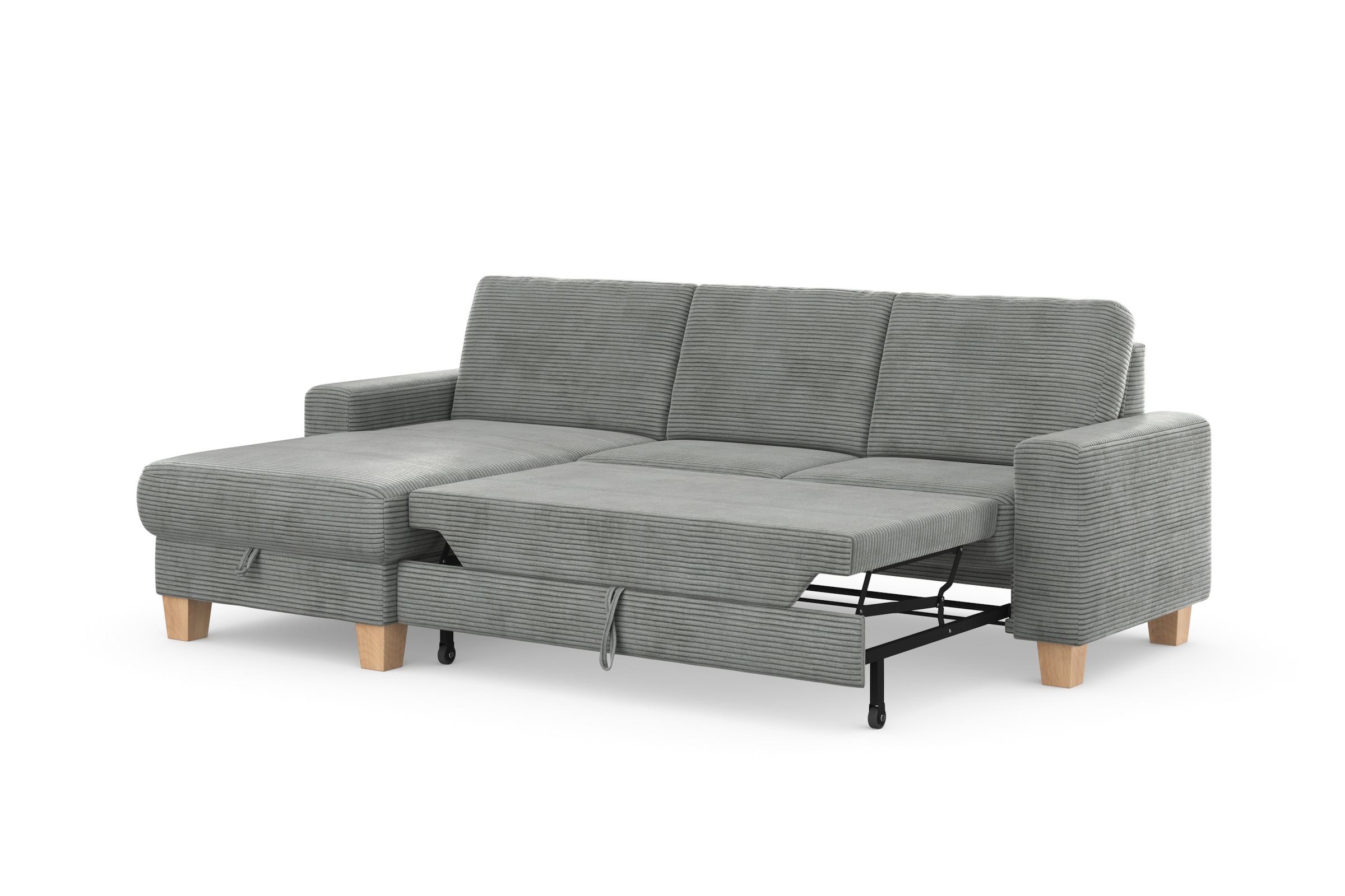 Home affaire Ecksofa »Summer L-Form«, mit Recamiere, mit oder ohne Bettfunktion und Bettkasten, Cord-Bezug