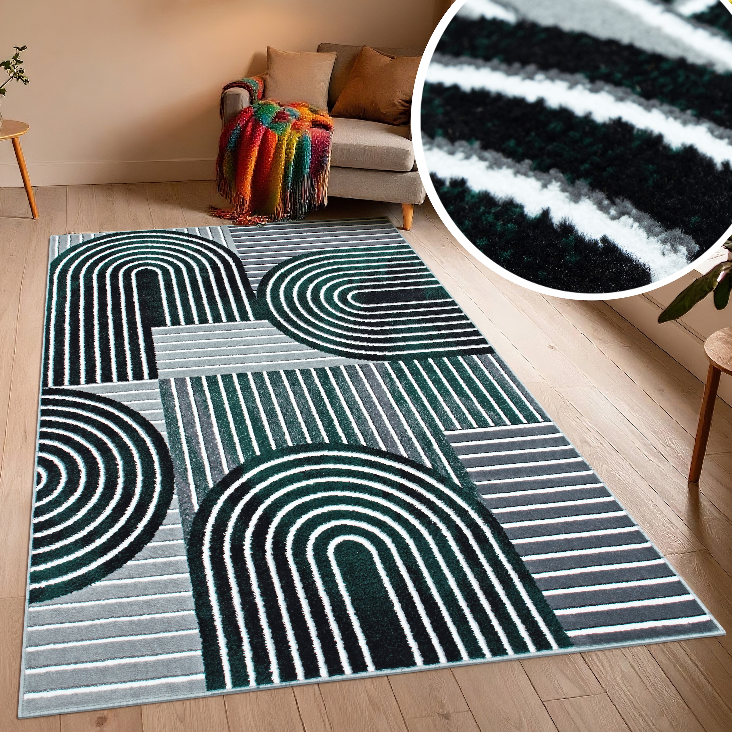 OTTO home Teppich »Lysandra« rechteckig 8 mm Höhe 3D-Effekt, softer Kurzflor, pflegeleicht, leichter Glanz, Scandi-Look