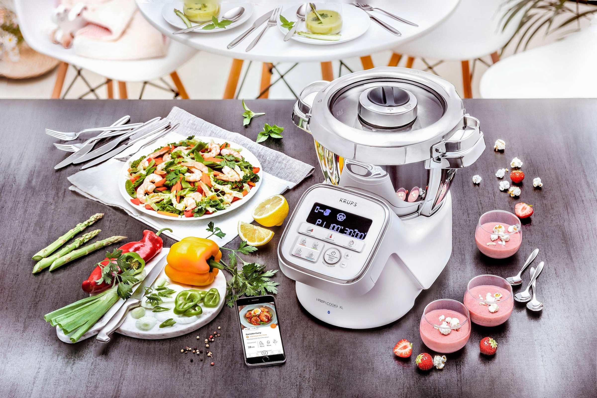 Krups Küchenmaschine mit Kochfunktion »HP60A1 i Programme, 10 Sprachsteuerung mit 5 und App Prep&Cook Zubehörteile, XL«, automatische