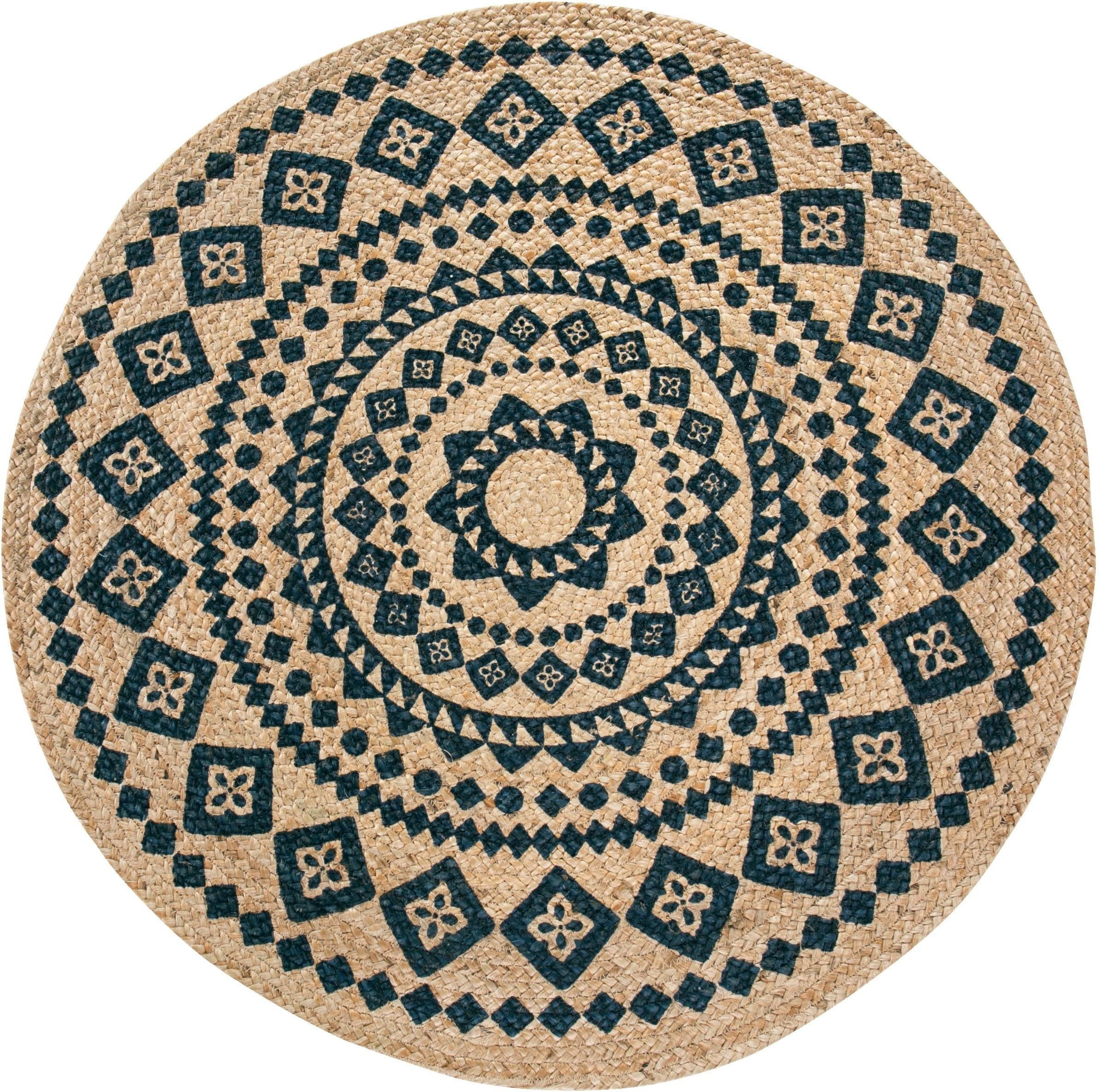 LUXOR living Teppich »Mamda«, rund, 4 mm Höhe, Juteteppich, Flachgewebe, reine Naturfaser, In- und Outdoor geeignet