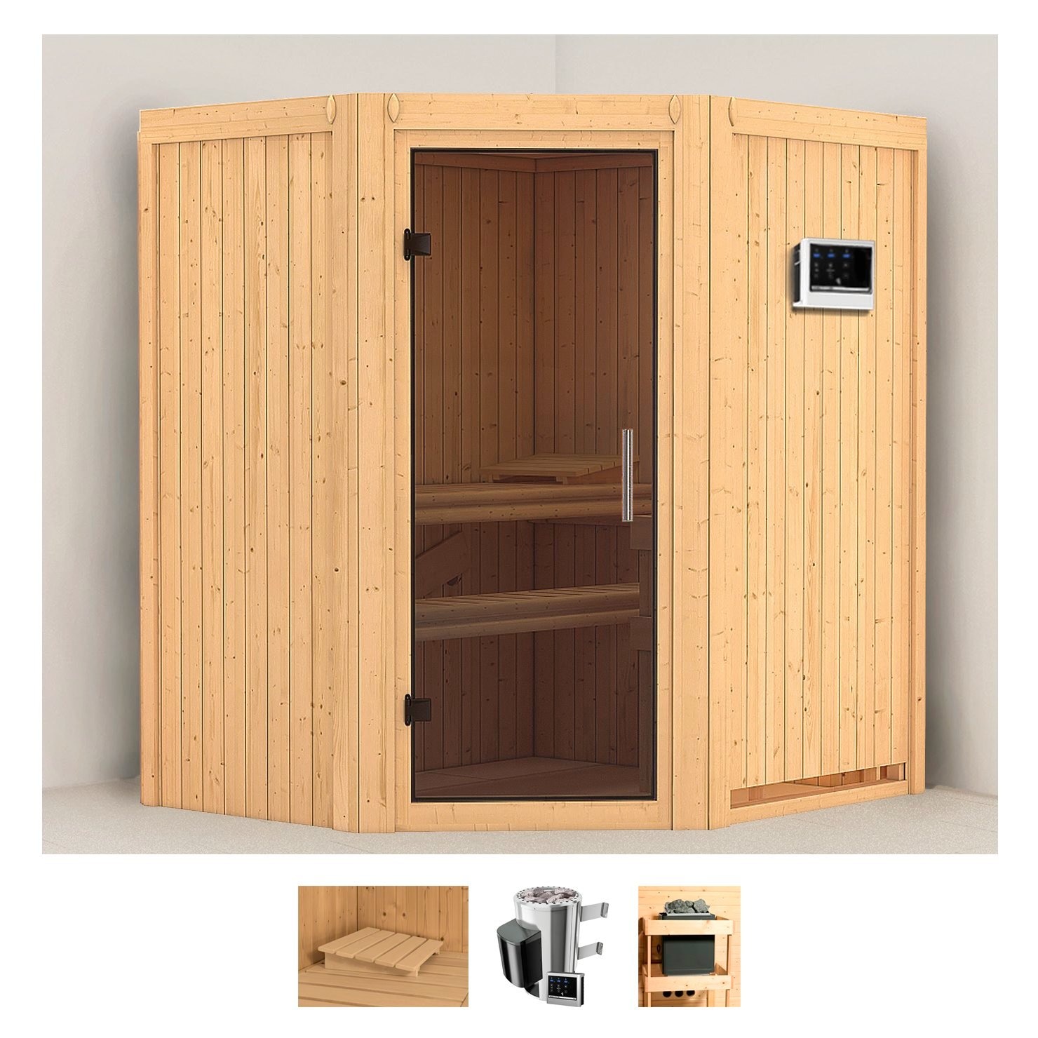 Karibu Sauna »Tomke«, 3,6-kW-Plug & Play Ofen mit externer Steuerung günstig online kaufen