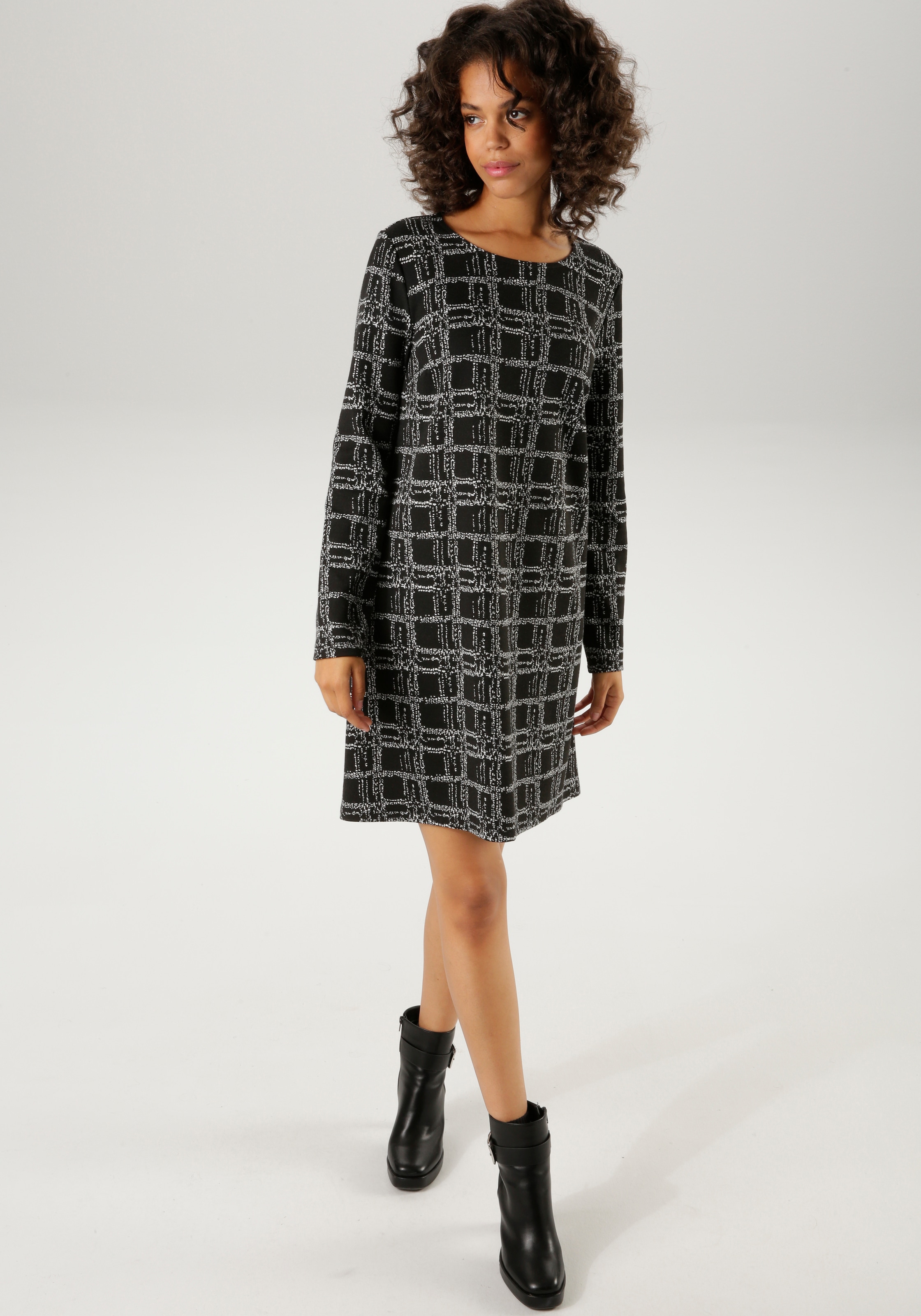 Aniston CASUAL Jerseykleid, im extravaganten Karo-Dessin