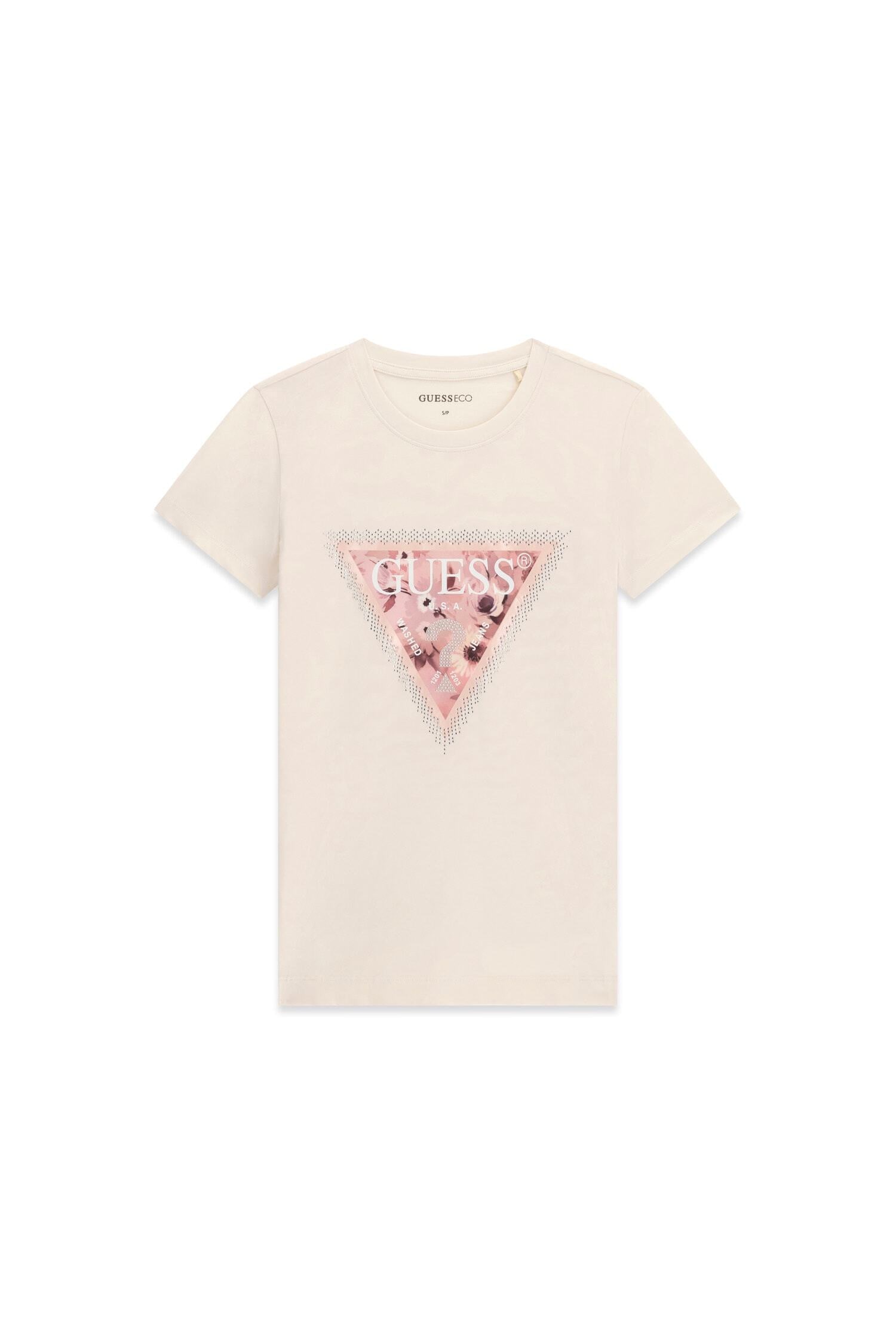 Guess T-Shirt »SS CN COSMOS CANVAS TRIANGLE T« mit Dreieckslogo, Slim Fit