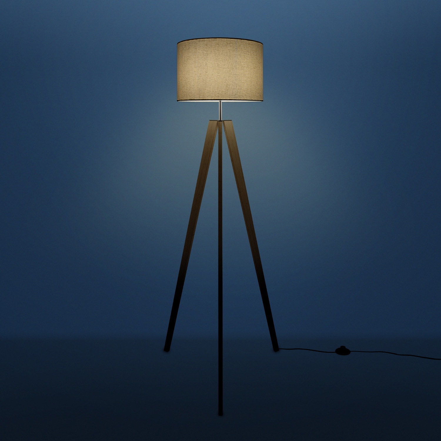 Paco Home Stehlampe »Canvas uni Color«, 1 flammig, Leuchtmittel E27 | ohne Leuchtmittel, Stehlampe Vintage Fuß LED Lampe Wohnzimmer Skandinavischer Stil E27
