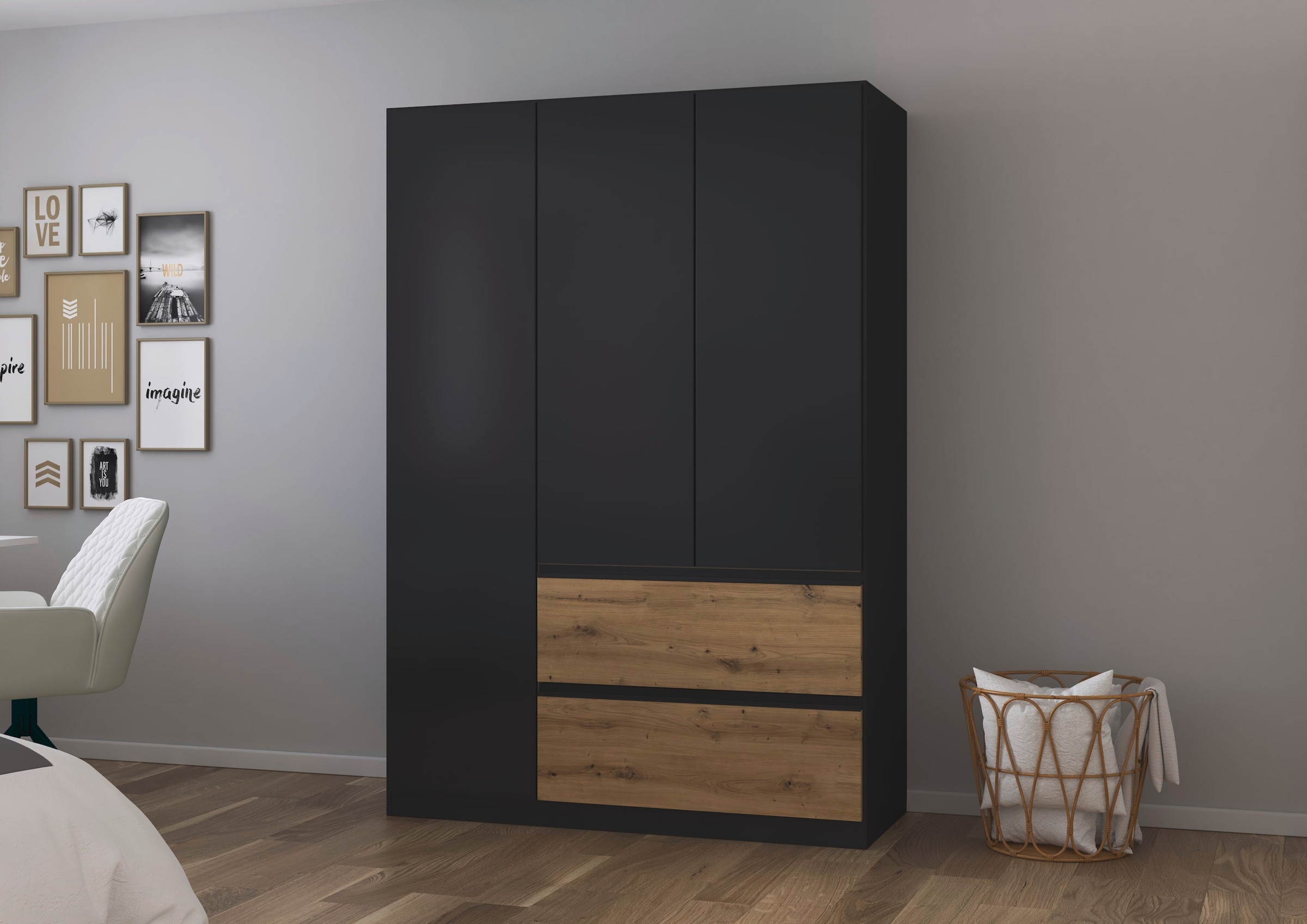 rauch Jugendzimmer-Set »Komplettzimmer Schlafzimmer-Set (5-St.) Jugendzimmer-Set JOEL« Set, 5 Stk. tlg. Bett 2 Breiten,Nachttisch,Tisch,Rollcontainer,Schrank MADE IN GERMANY