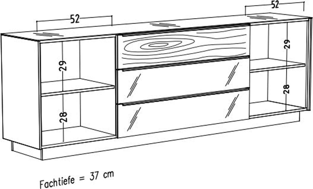 Mäusbacher Lowboard Packung,  Lowboard, BHT 214/71/42 cm, inkl. Griffbeleuchtung, Türdämpfung