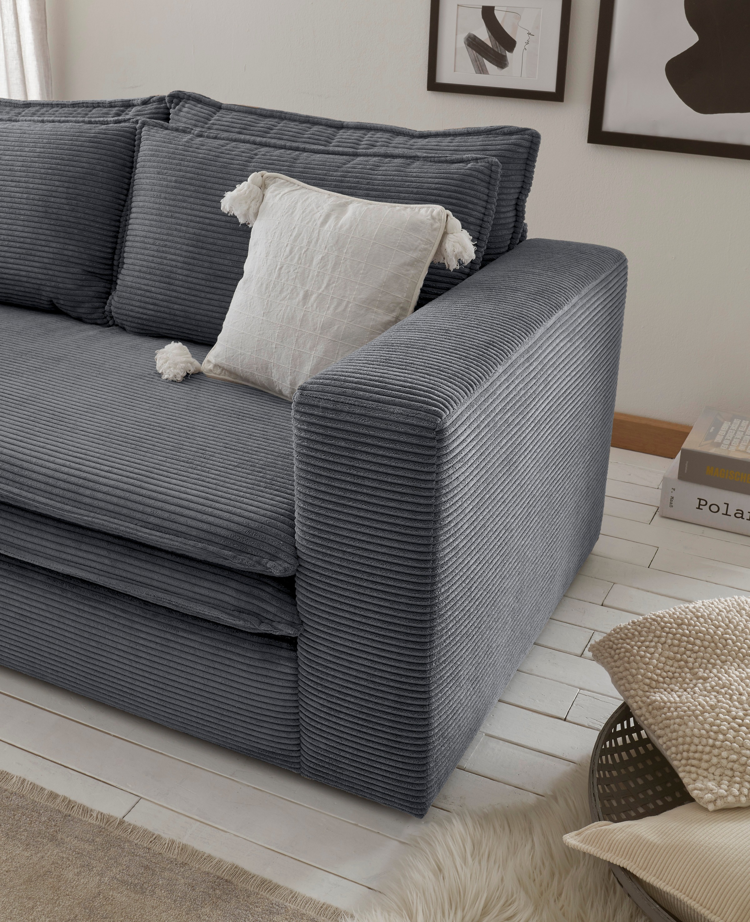 Home affaire Sitzgruppe »PIAGGE« 2 Stk. tlg. Hochwertiger Cord, Loveseat und Loveseat-Hocker im Set