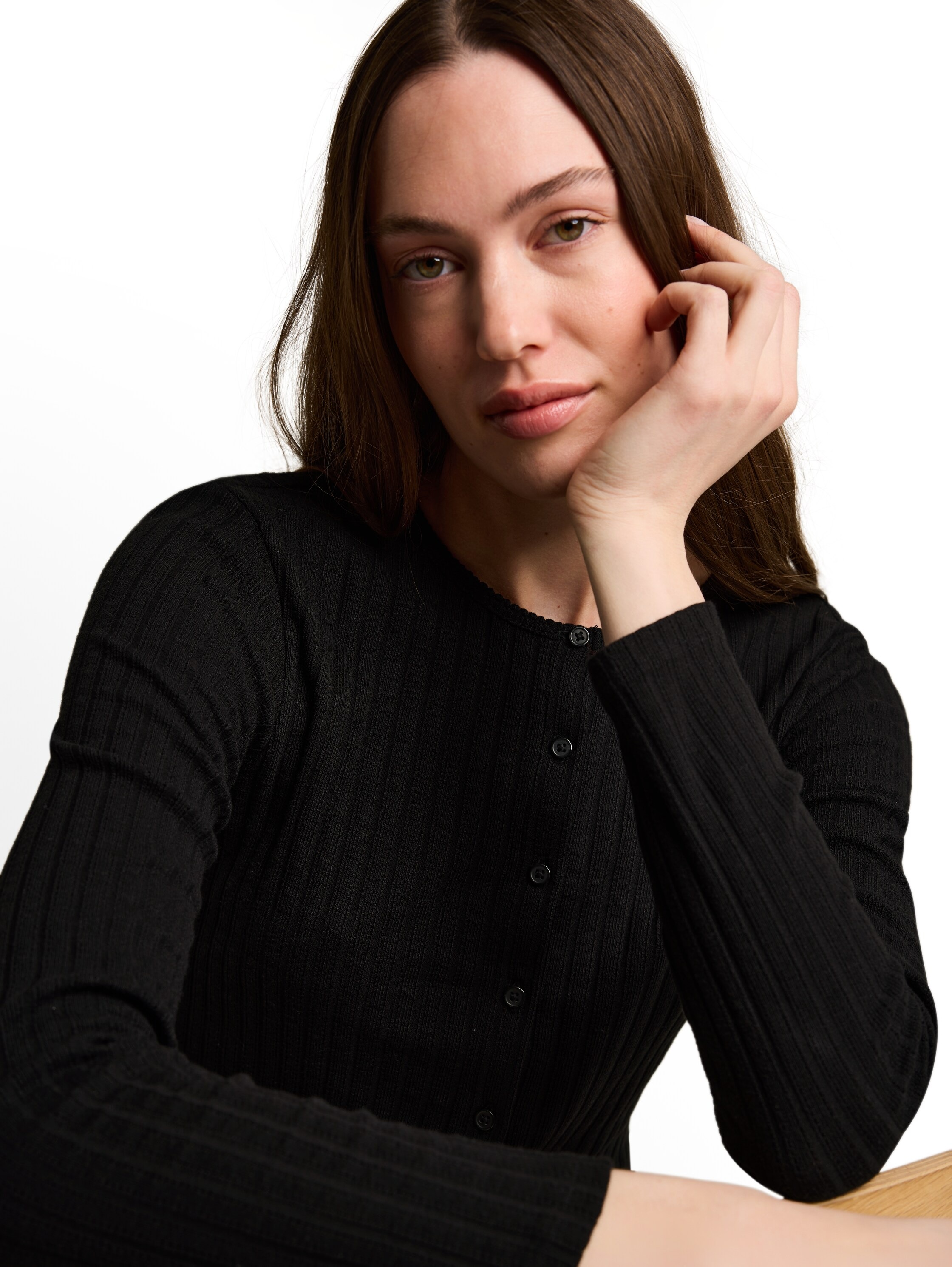 TOM TAILOR Denim Cardigan mit feiner Struktur und Knopfleiste