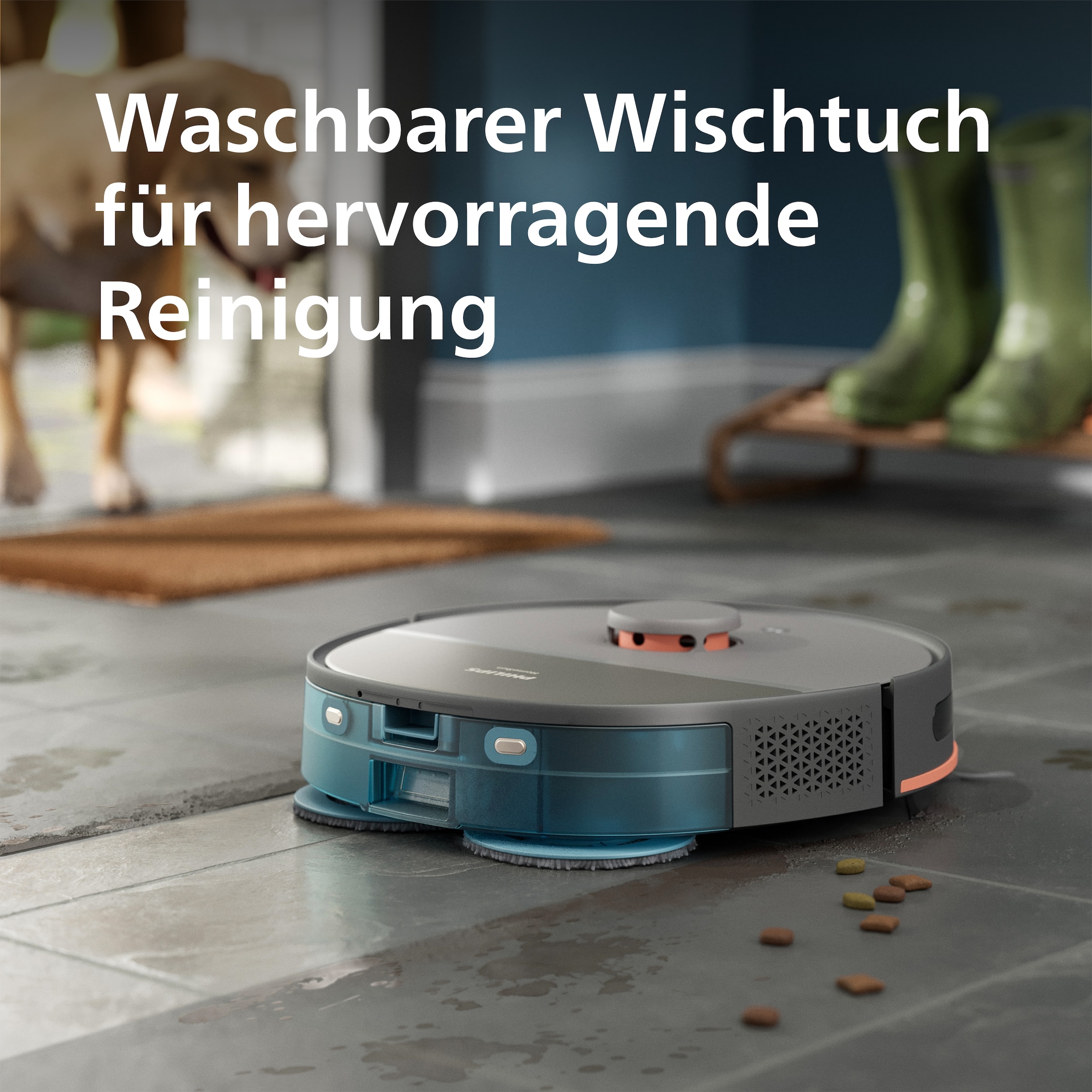 Philips Wischbezug »HomeRun XV1452/10 Ersatzwischtücher«, Mikrofaser, 13,5 cmx13,5 cm, (Packung, 4 St.), für HomeRun Roboter 5000 Series