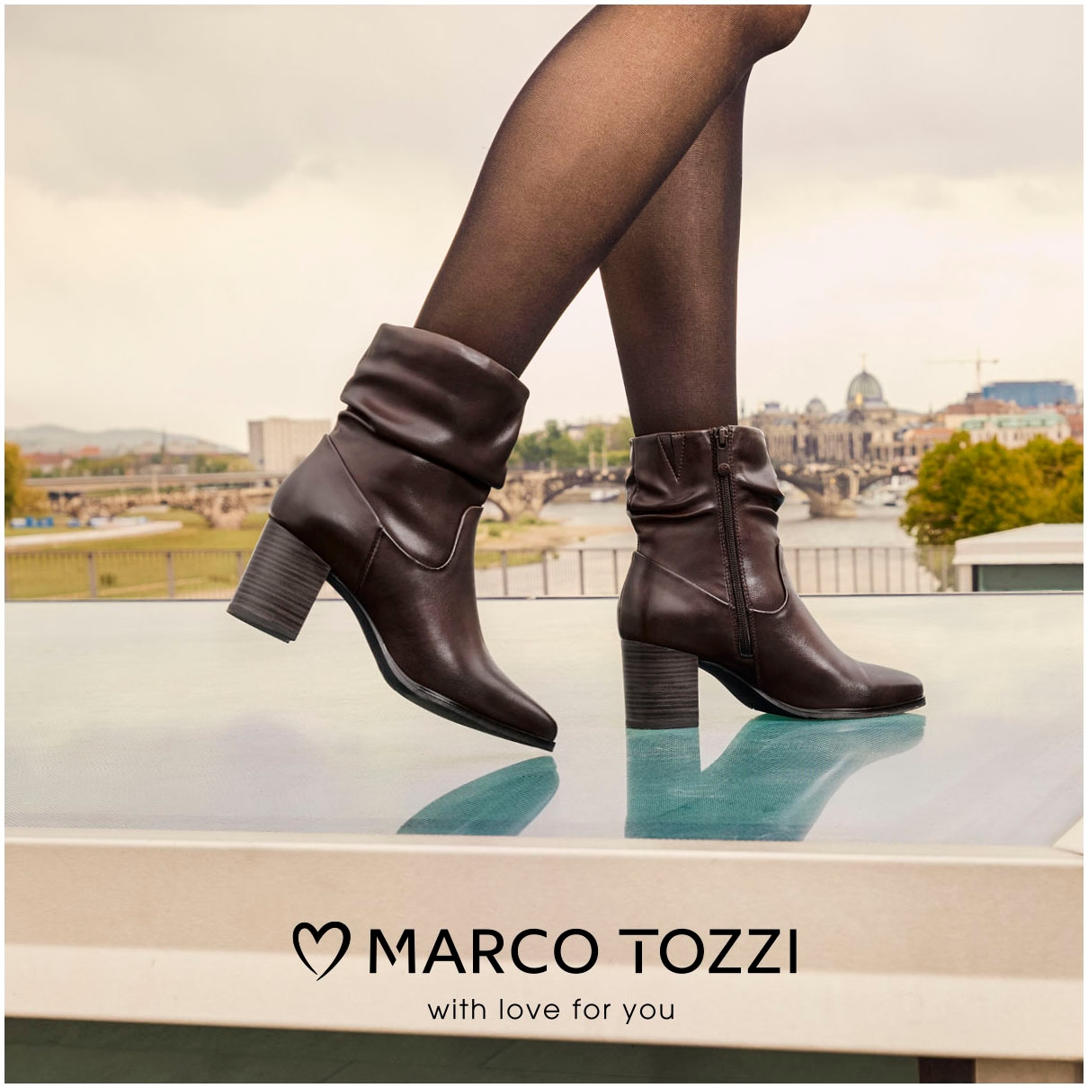 MARCO TOZZI Stiefelette, Blockabsatz, Businessschuh mit Falten im slouchy Look