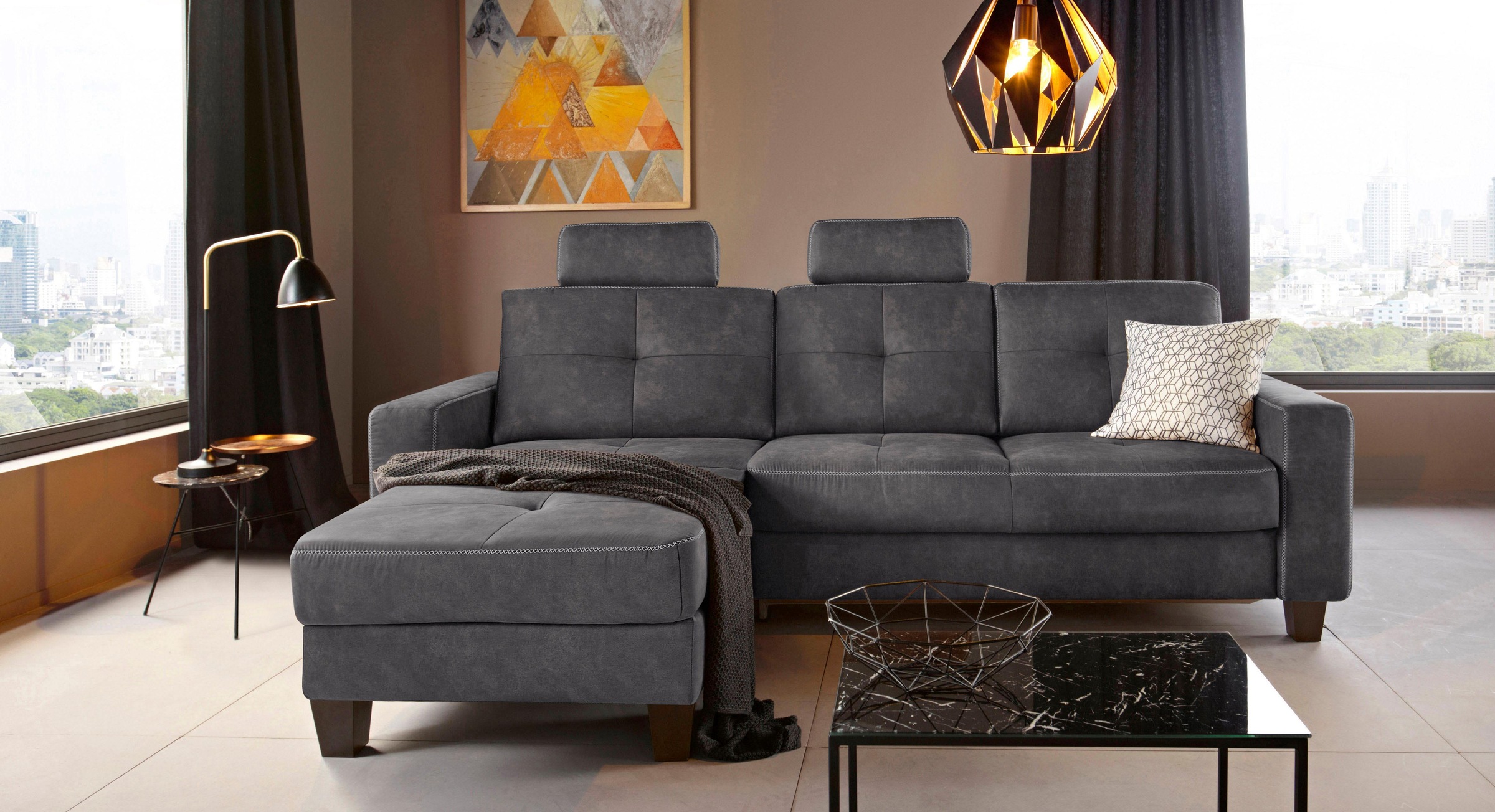 Places of Style Ecksofa »Varese L-Form«, wahlweise mit Bettfunktion und Vor günstig online kaufen