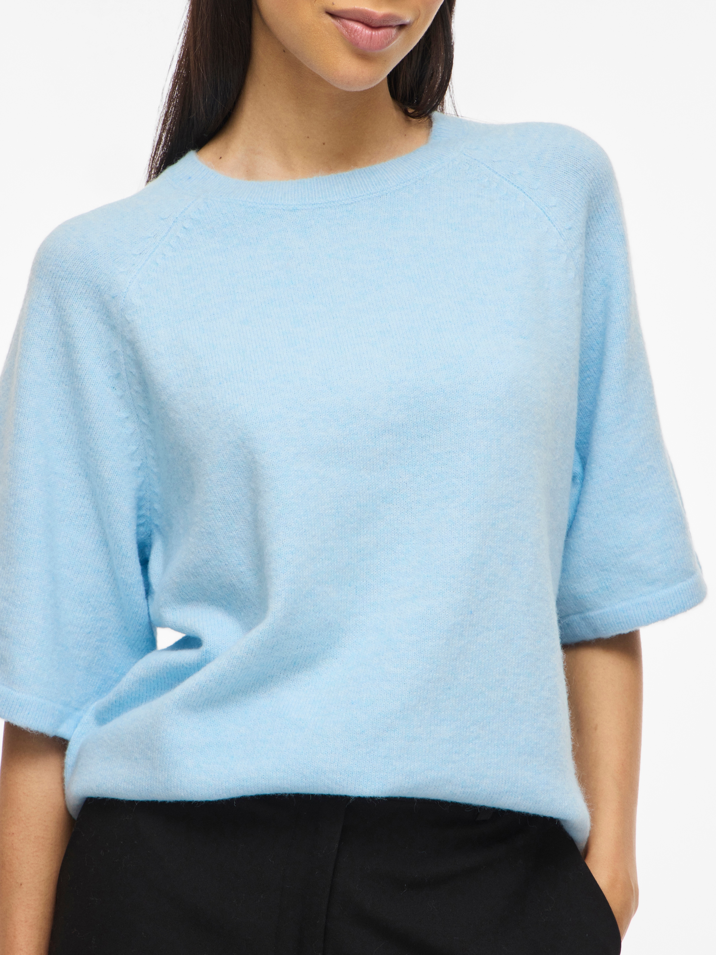 Vila Strickpullover »VILIGA 2/4 O-NECK KNIT TOP - NOOS« Materialmix, relaxed fit