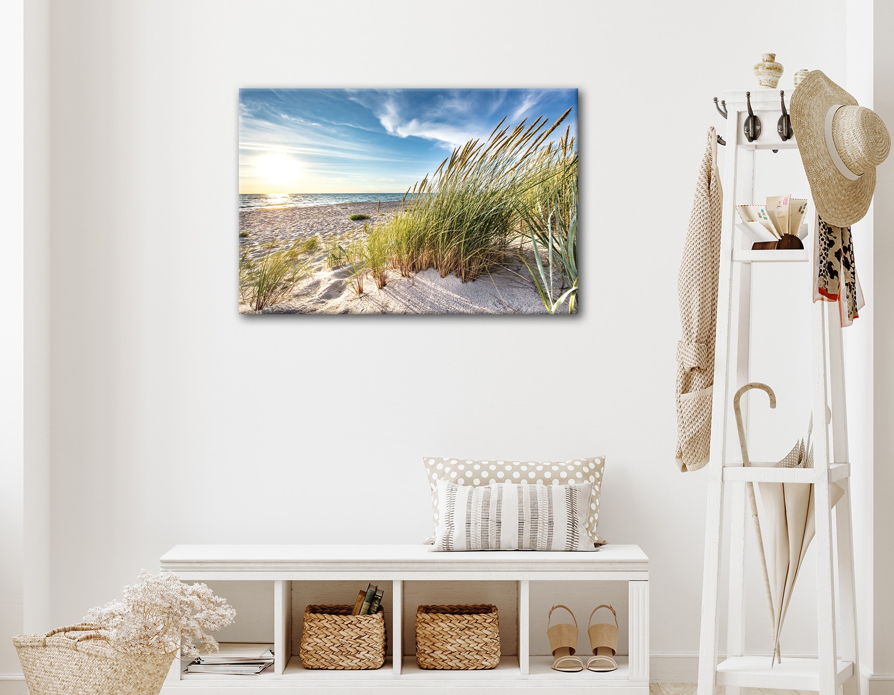 Bönninghoff Bild »Wandbild STRANDSONNE 60x90 cm – Leinwandbild Keilrahmen Deko modern« Meer | Natur | Strand auf Keilrahmen gespannt