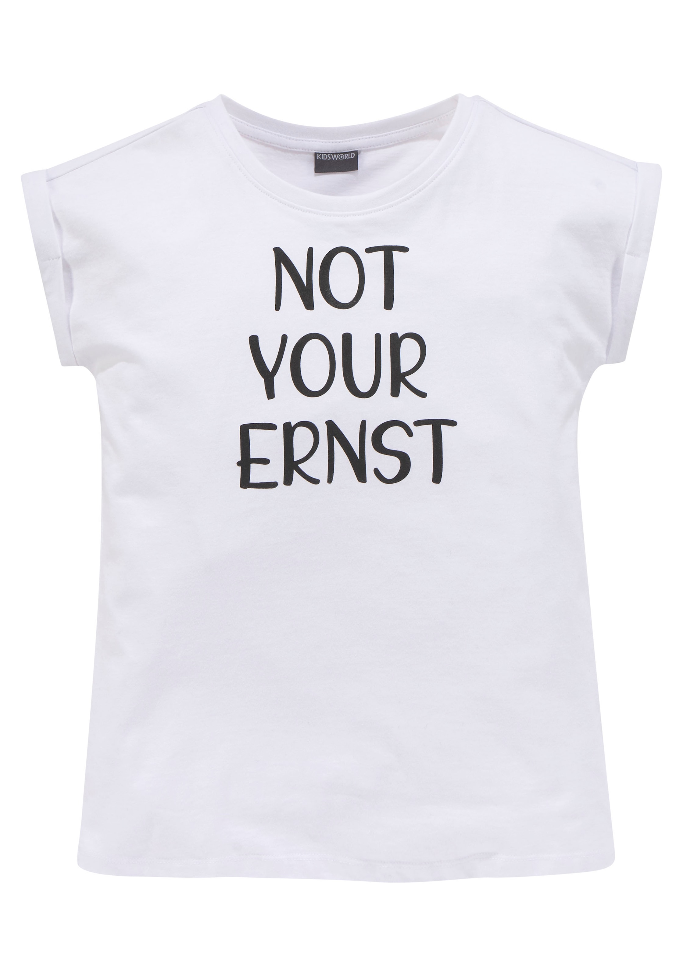 KIDSWORLD T-Shirt »NOT YOUR %Sale jetzt legere im Ärmelaufschlag mit kleinem ERNST«, Form