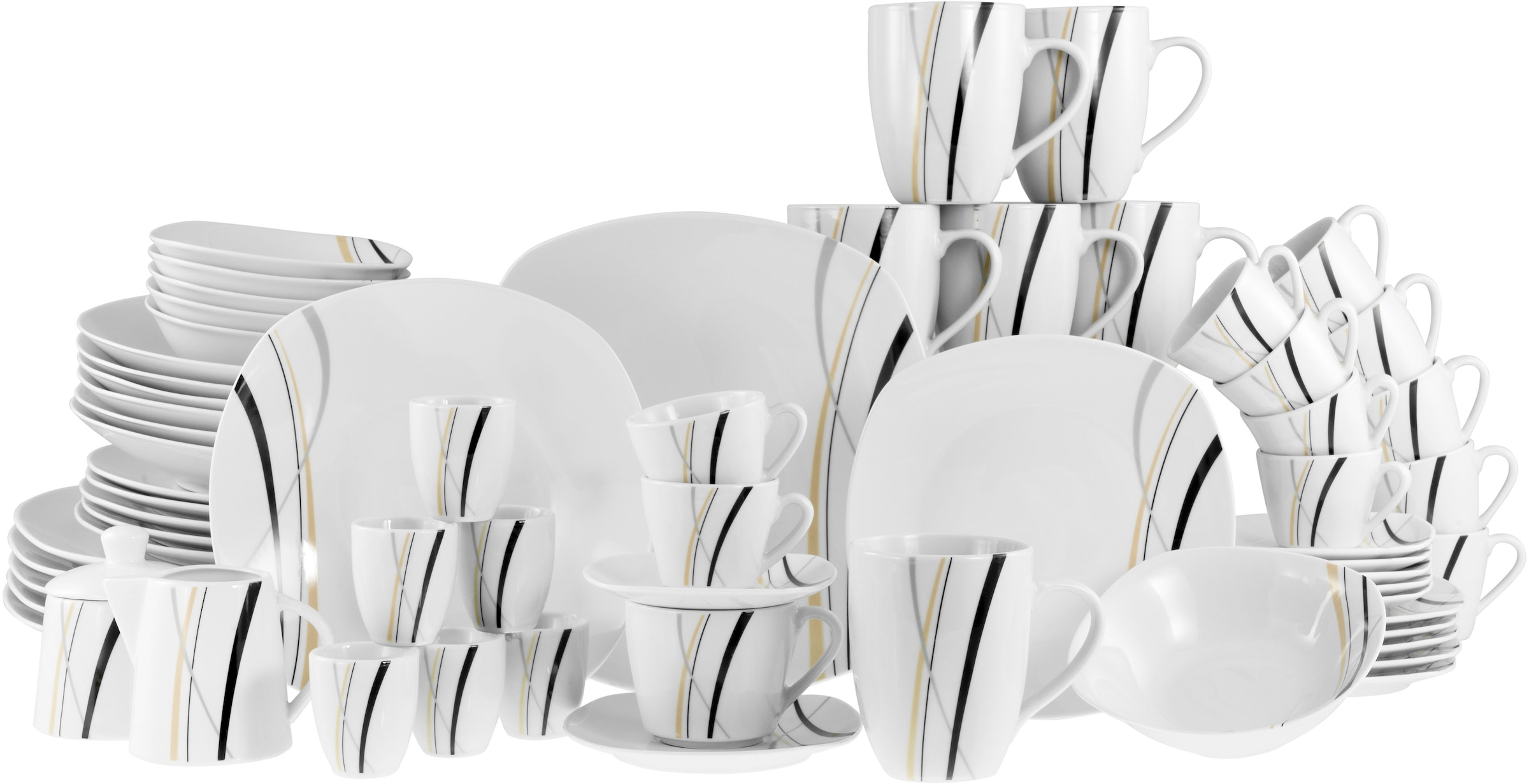 CreaTable Kombiservice »Square City Line, Kombi-Service 62-tlg«, (Set, 62 t günstig online kaufen