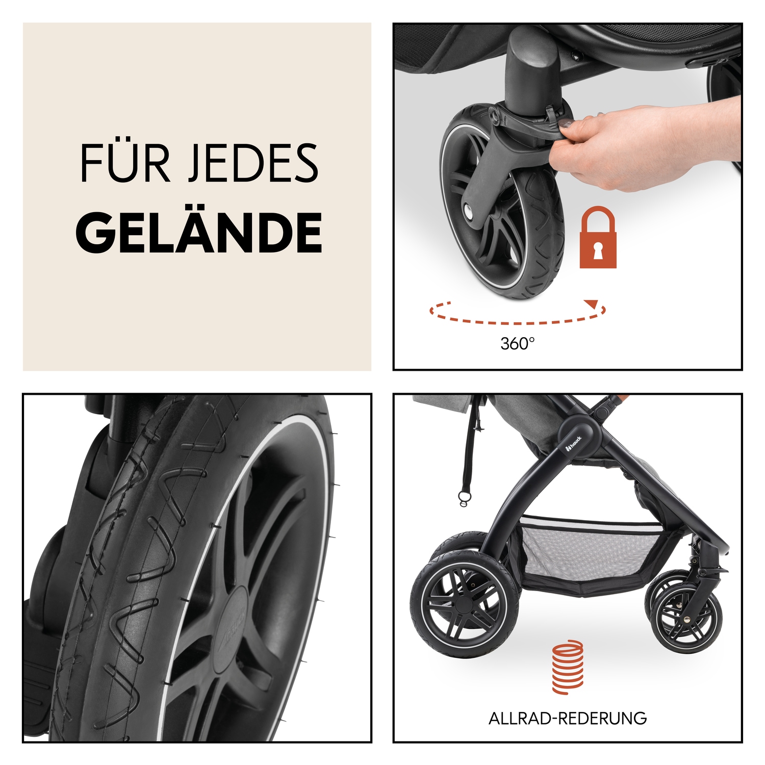 Hauck Kinder-Buggy »Uptown, Black Melange Grey«, 22 kg, bis 22 kg belastbar