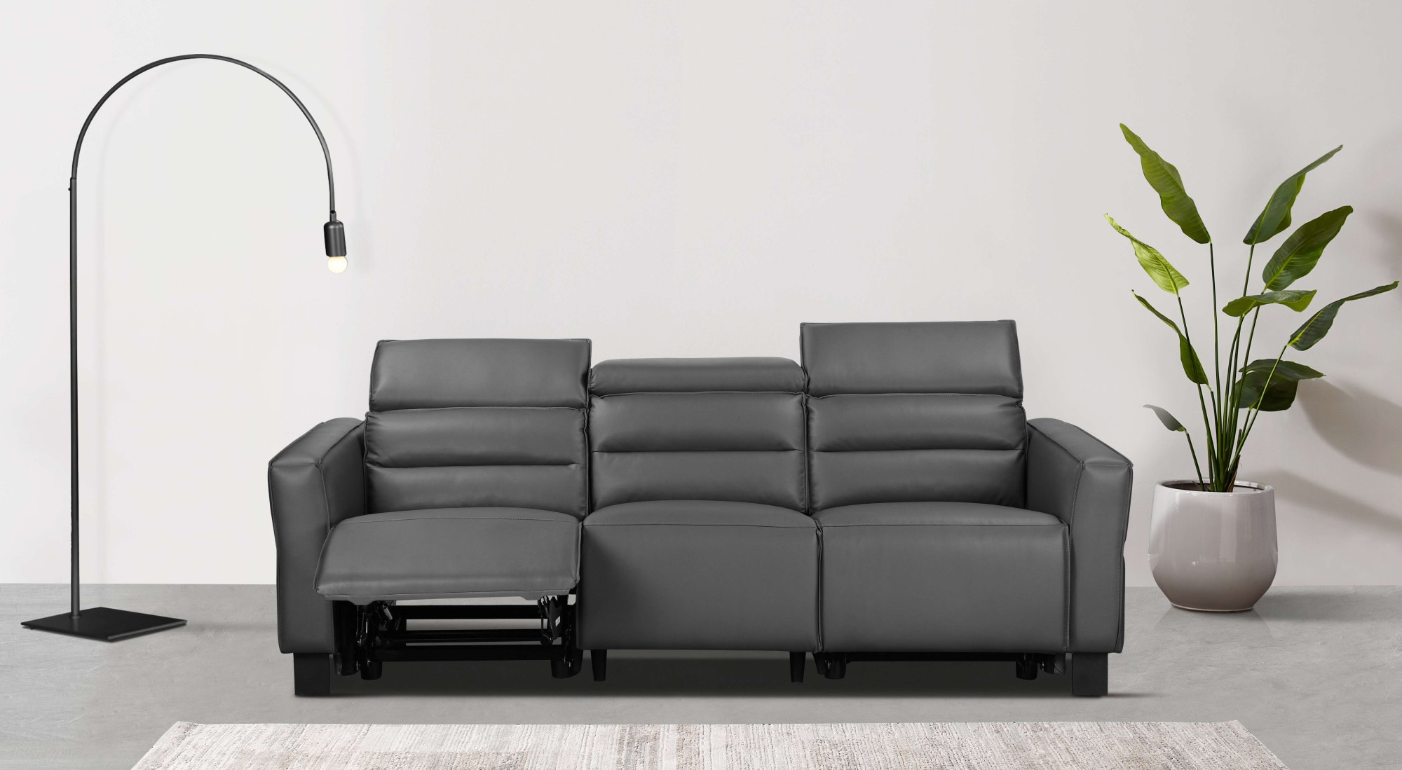 Places of Style 3-Sitzer »Carpari, 224cm, manuelle od. elektrische Relaxfunktion in 2 Sitzen«, mit USB-A/C, Kopfteilverstellung, Echtleder, Kunstleder, Webstoff