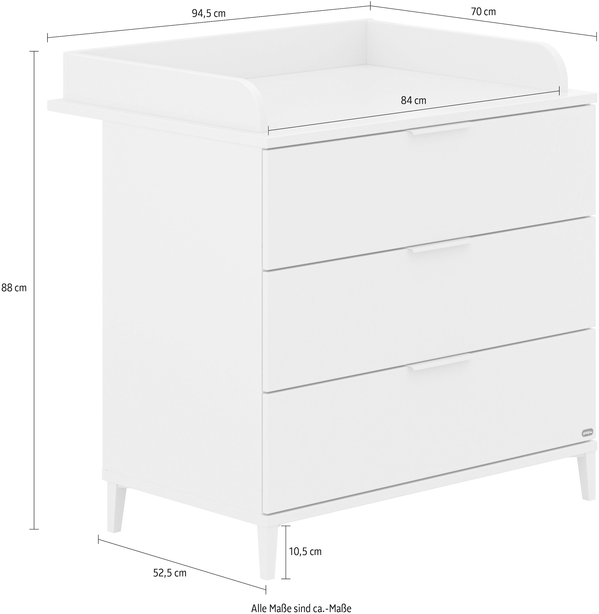 YUNY by PAIDI Wickelkommode »SISTER LOU, yuny by PAIDI«, bis 50 kg, abnehmbarer Wickelkranz, 94,7 cm